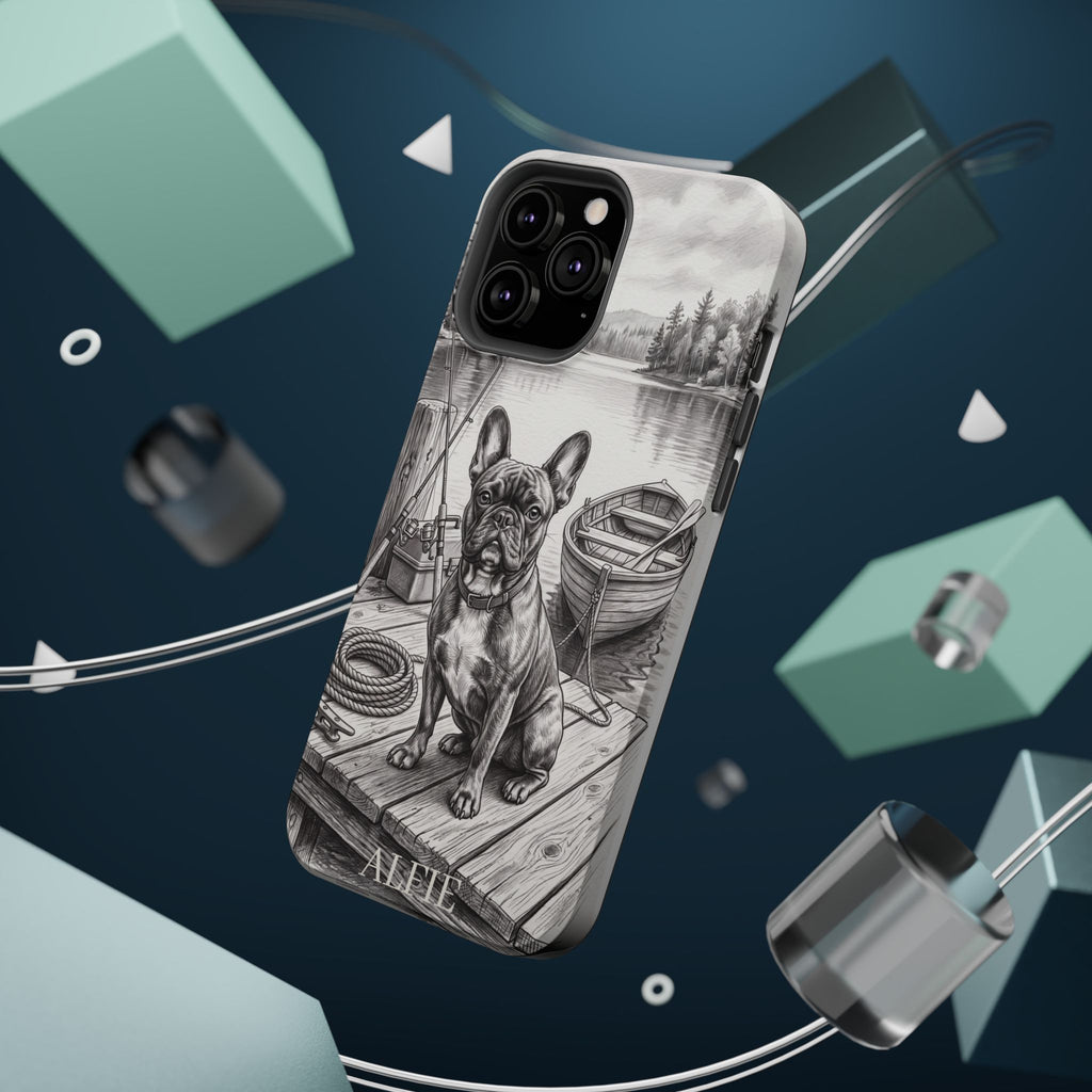 Personalized French Bulldog Lakeside Dock Phone Case — Wireless Charging Cover