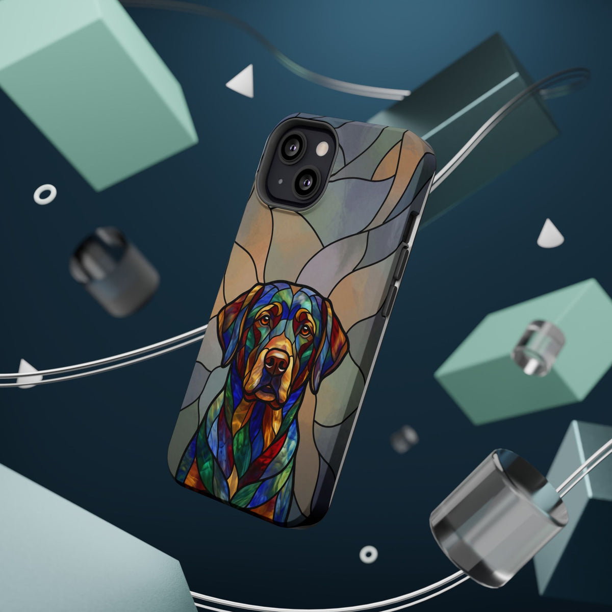 Stained Glass Labrador Phone Case — Tough Magnetic Case with Wireless Charging