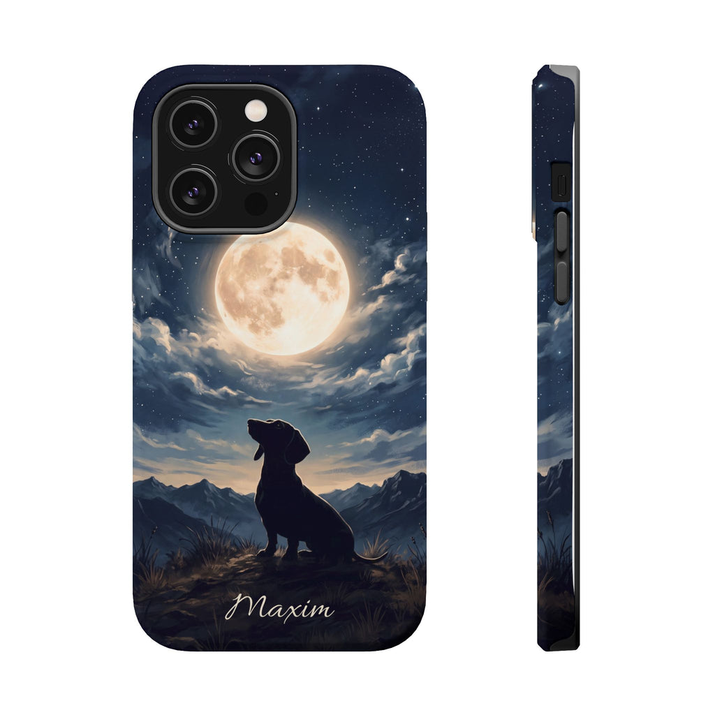 Personalized Dachshund Moonlight Phone Case — Wireless Charging Cover