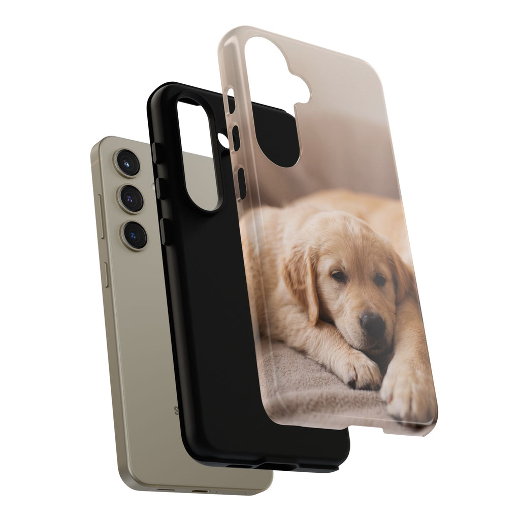 Sleepy Golden Retriever Puppy Phone Case | Cozy Cuddly Puppy Portrait | Samsung & iPhone