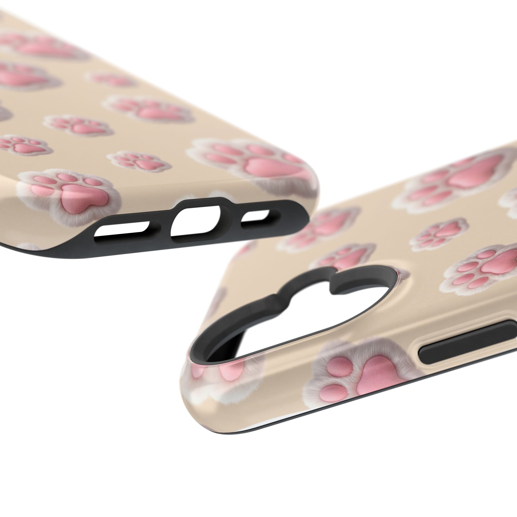 Pink Paw Print Phone Case — Impact-Resistant Wireless Charging Cover