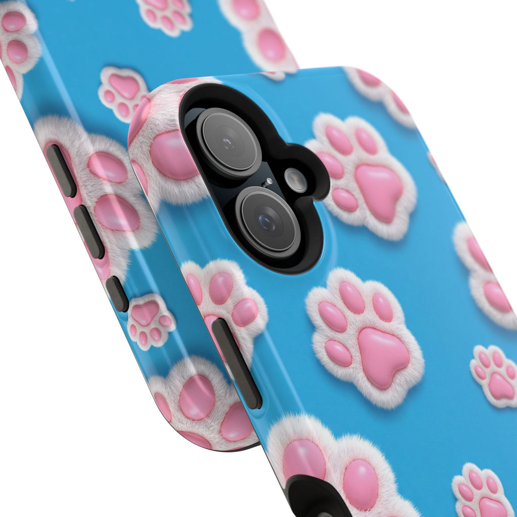 Fluffy Paw Print Phone Case | Cute 3D Pink Paw Pattern Case for Dog & Cat Lovers | iPhone & Samsung