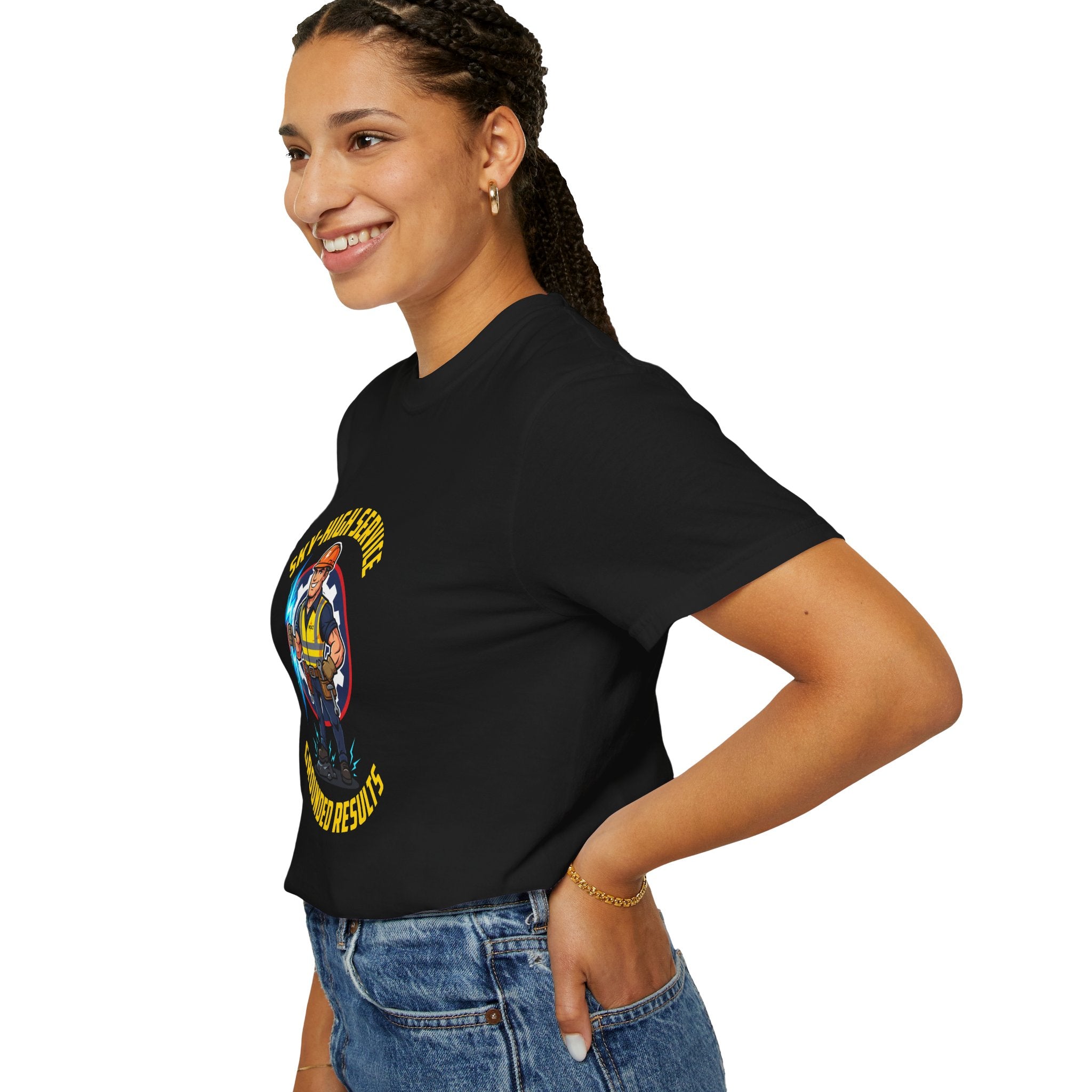 Sky-High Service Grounded Results Electrician T-Shirt