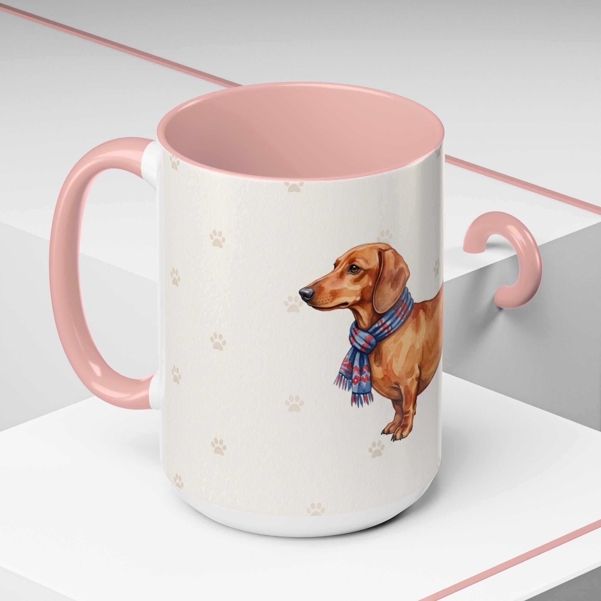 Dachshund Lover Mug – Wiener Dog with Scarf, Cute Watercolor Dachshund Gift Mug