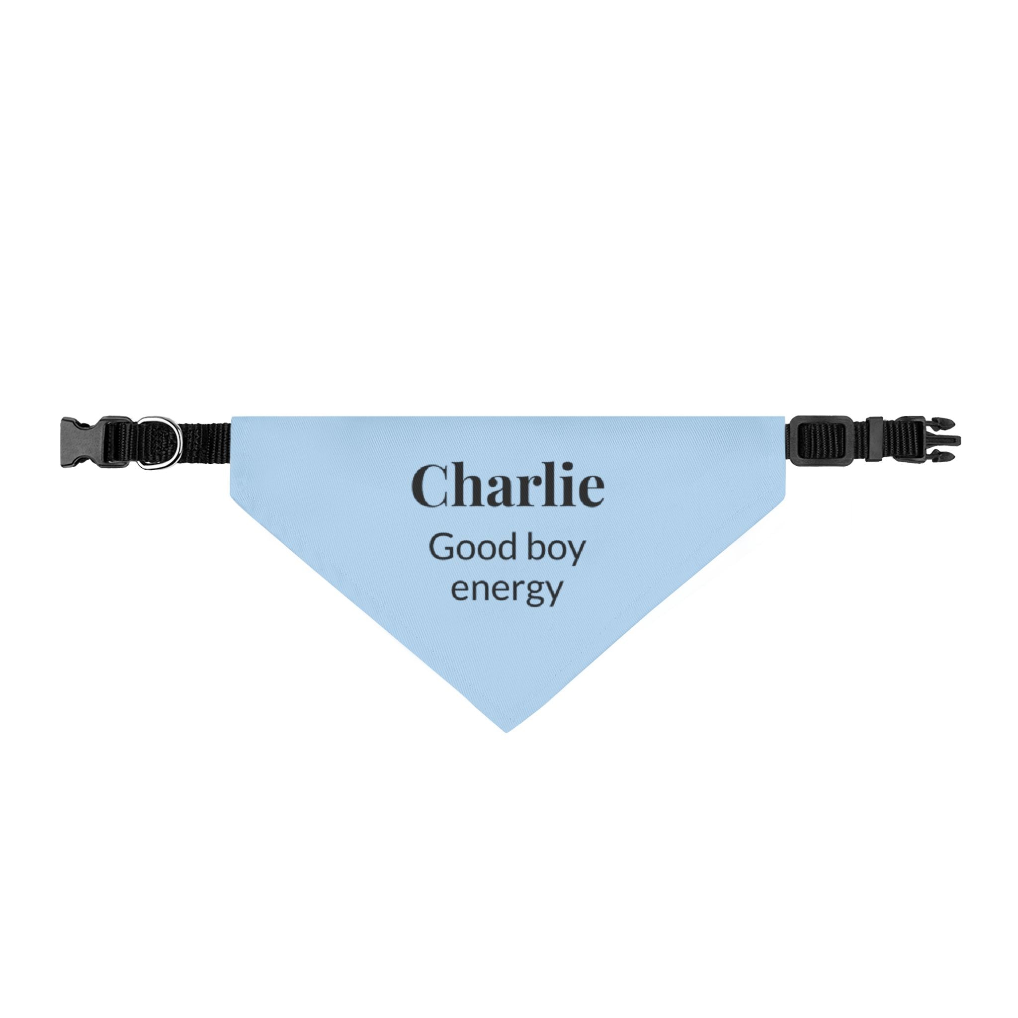 Personalized Golden Retriever Bandana | Custom Name Pet Bandana | Sky Blue Good Boy Energy Dog Bandana