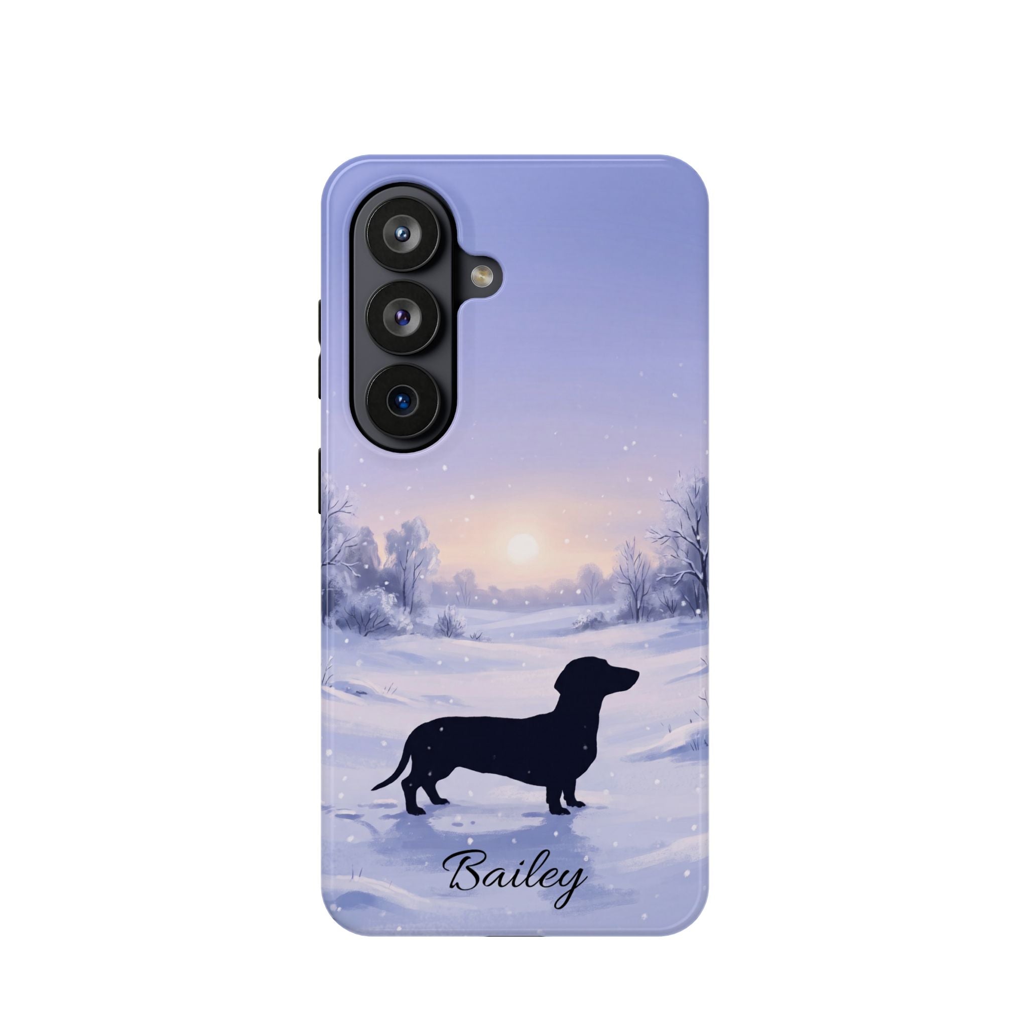 Personalized Dachshund Winter Snow Phone Case — Wireless Charging Cover