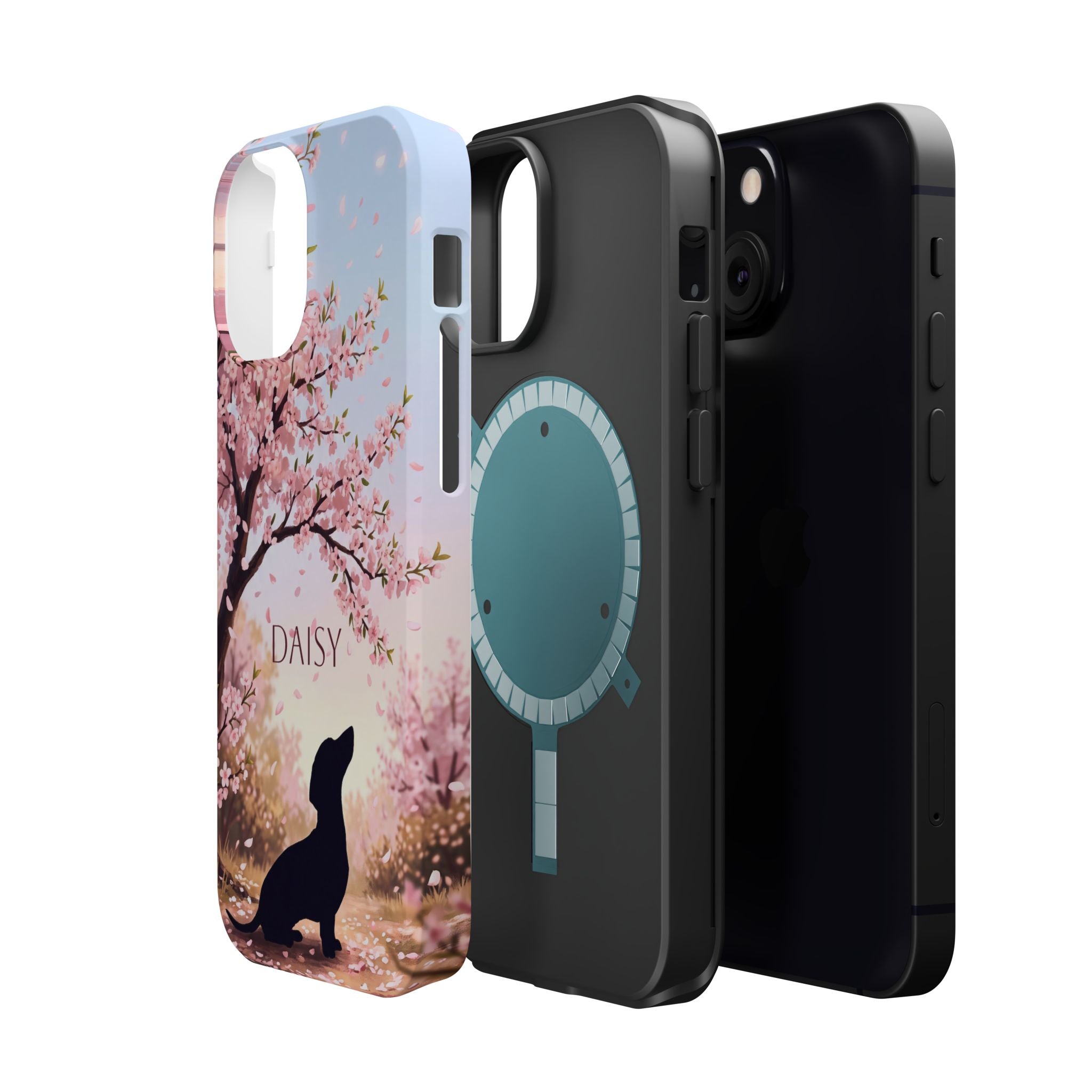 Personalized Dachshund Cherry Blossom Phone Case — Wireless Charging Cover