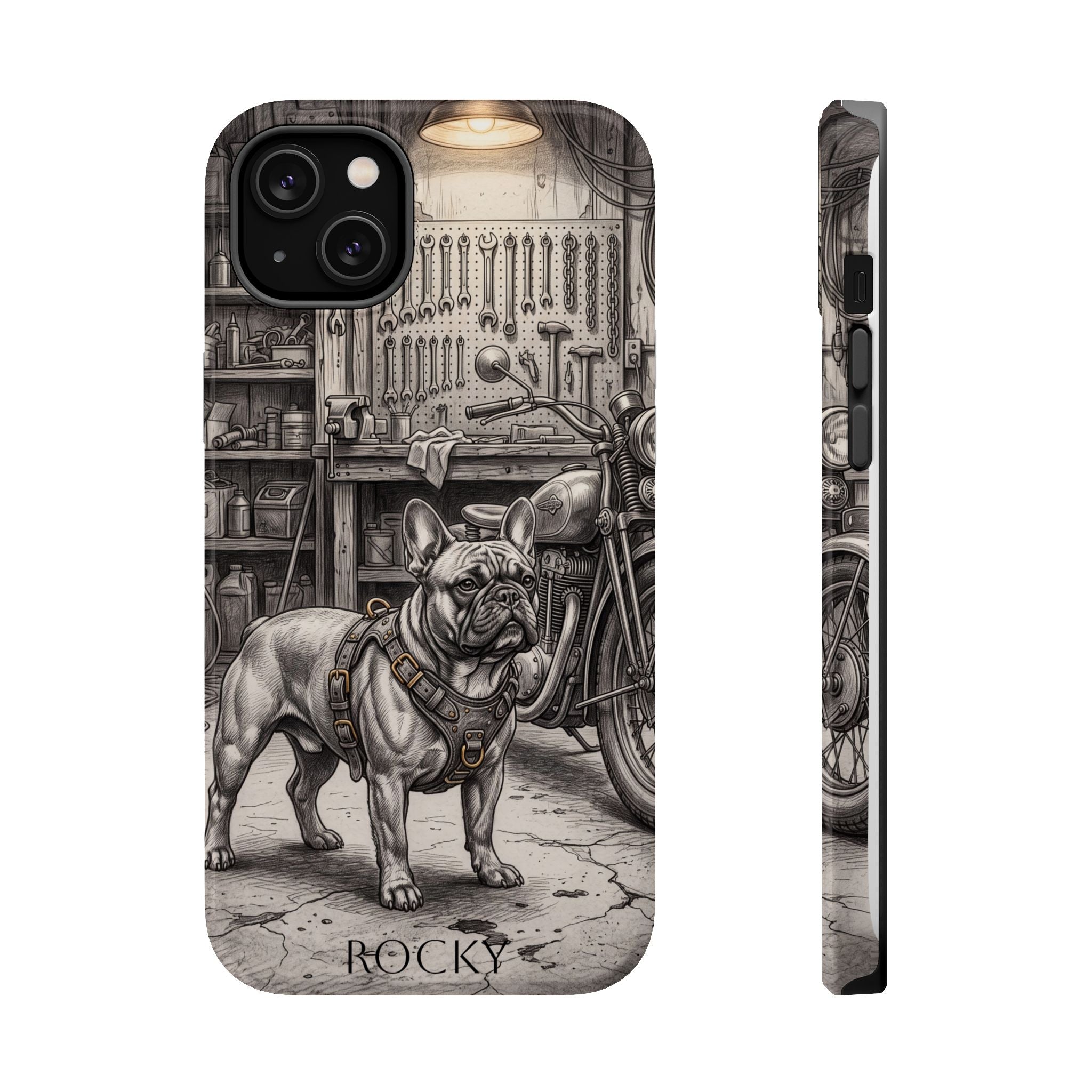 Personalized French Bulldog Vintage Street Phone Case — Wireless Charging Cover