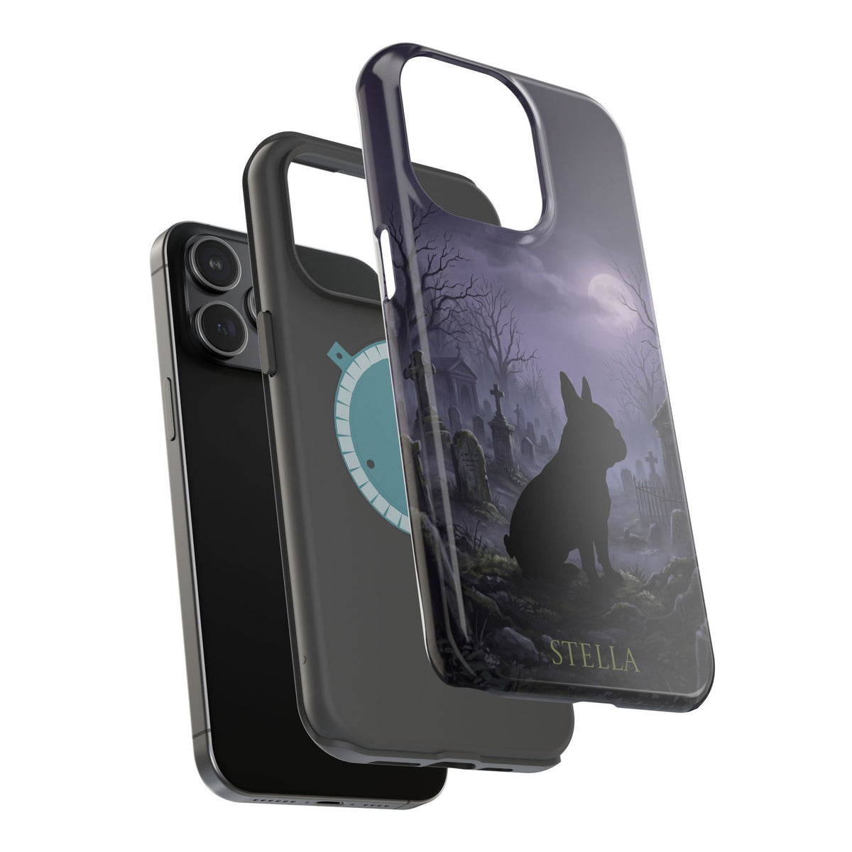 Personalized French Bulldog Moonlit Graveyard Phone Case — Wireless Charging Cover
