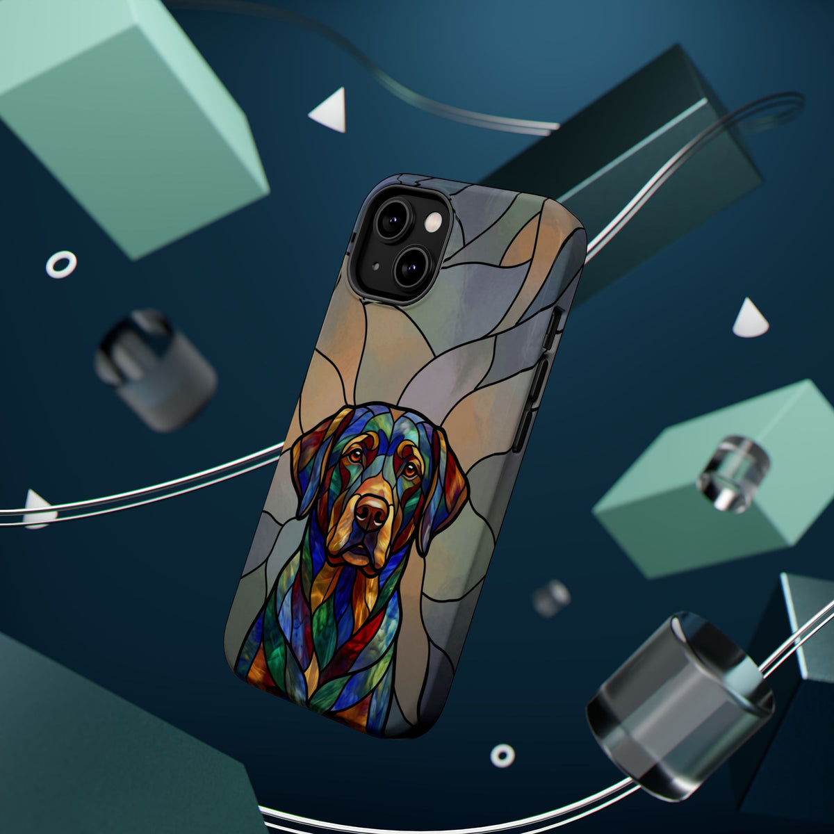Stained Glass Labrador Phone Case — Tough Magnetic Case with Wireless Charging