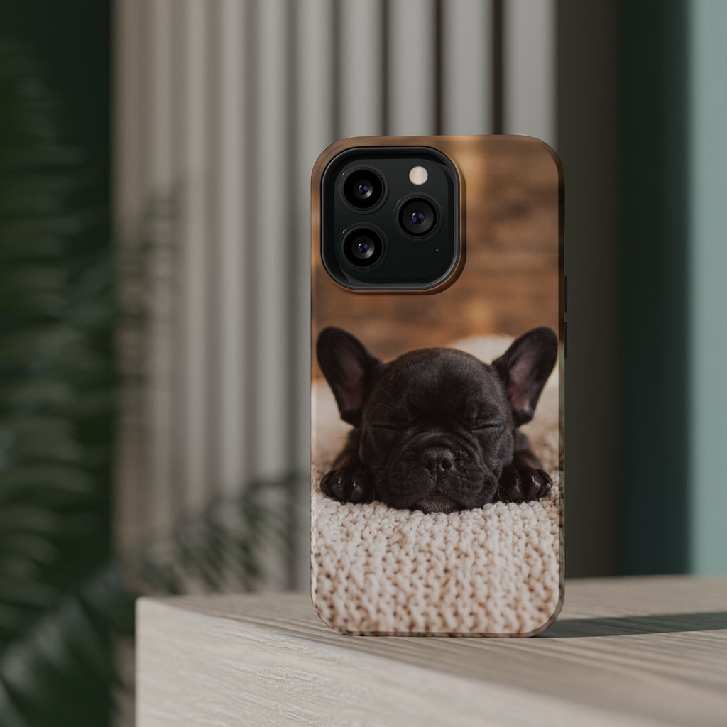 Sleepy French Bulldog Phone Case — Impact-Resistant Wireless Charging Cover