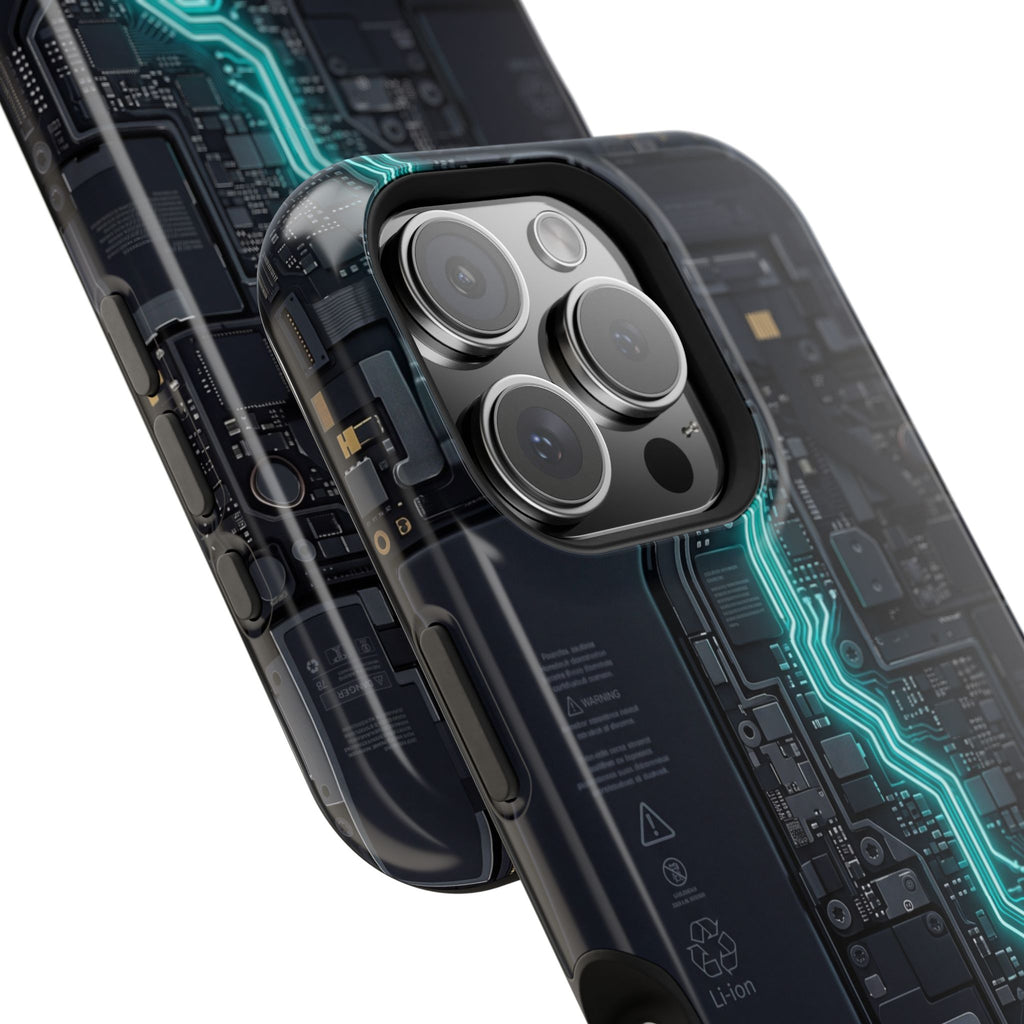 Cyan Bolt Electrician Phone Case — Electric Circuit Wireless Charging Cover