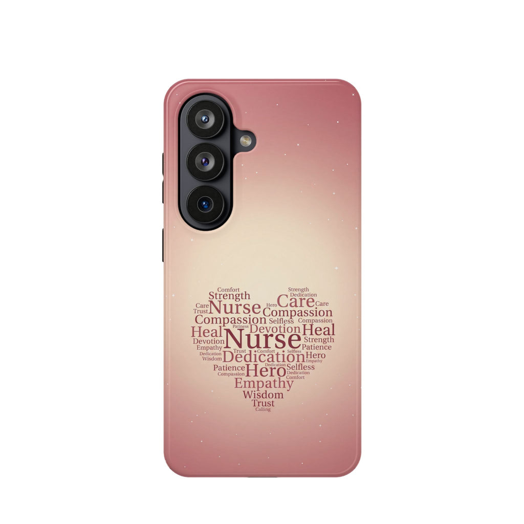 Nurse Heart Word Art Phone Case — Impact-Resistant Wireless Charging Cover