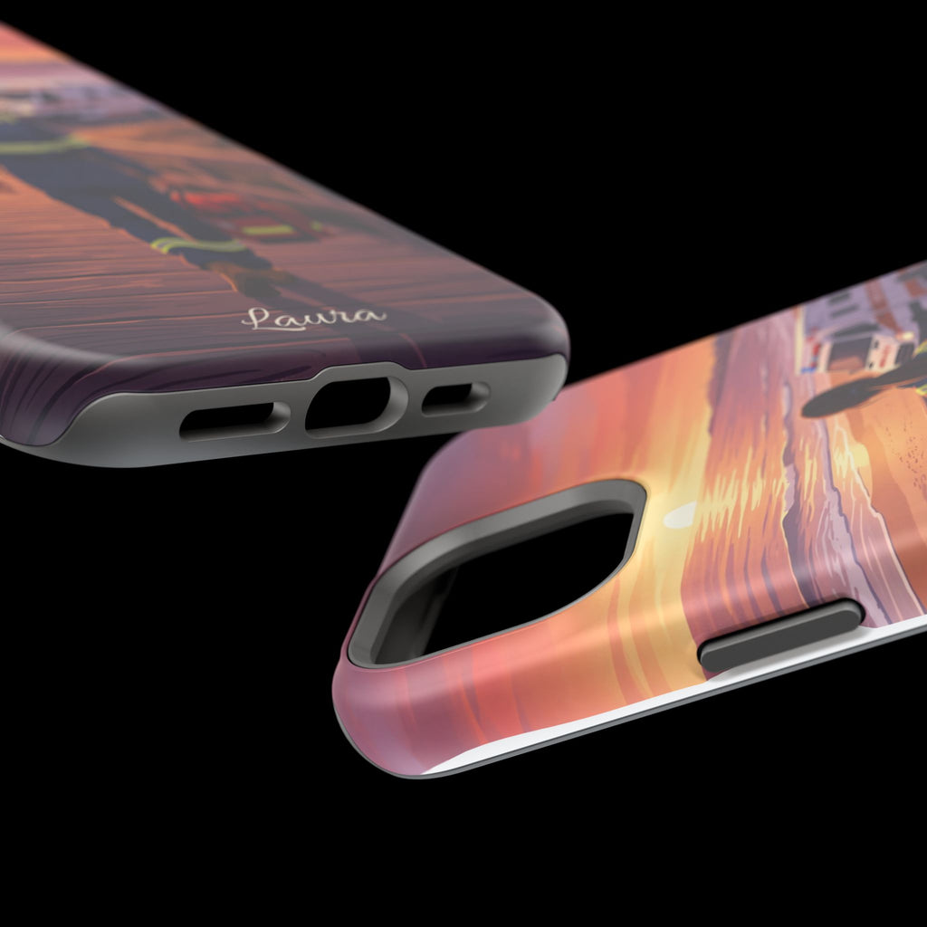 Sunset Boardwalk Personalized Paramedic Phone Case — Wireless Charging Cover