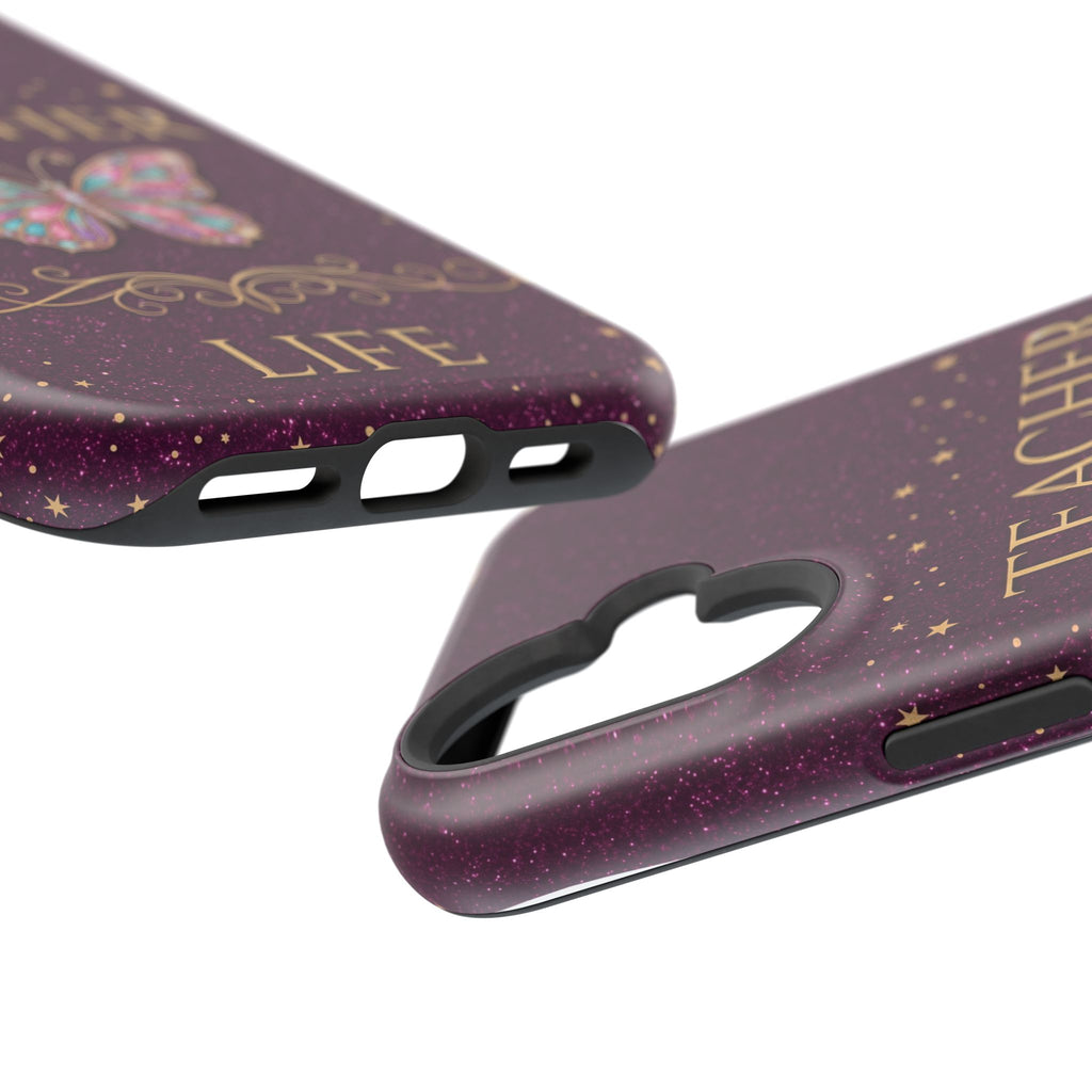 Teacher Life Glitter Butterfly Phone Case — Wireless Charging Cover