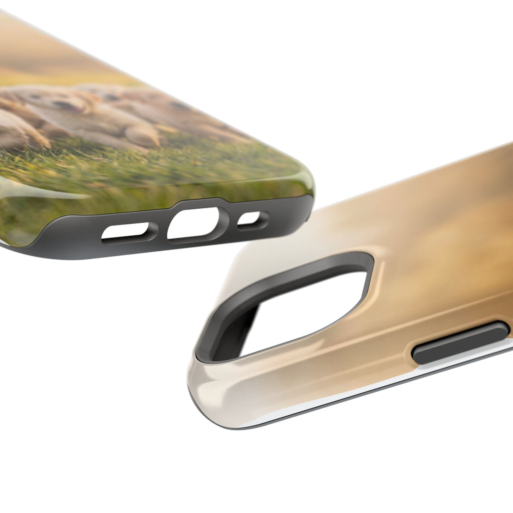 Golden Retriever Puppies Phone Case — Impact-Resistant Wireless Charging Cover
