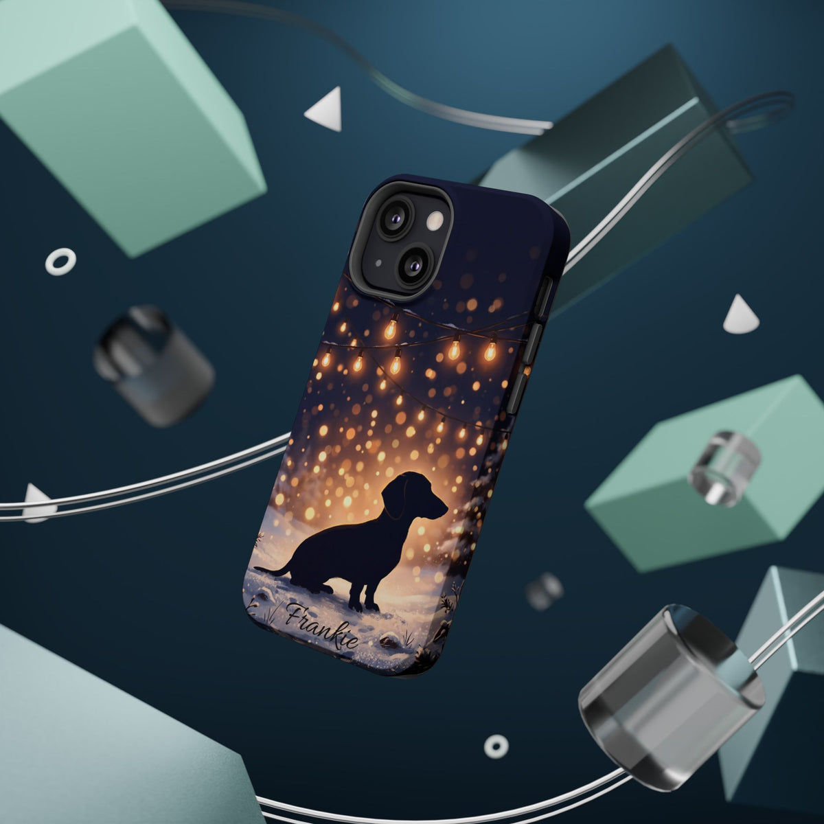 Personalized Dachshund Golden Sparks Phone Case — Wireless Charging Cover