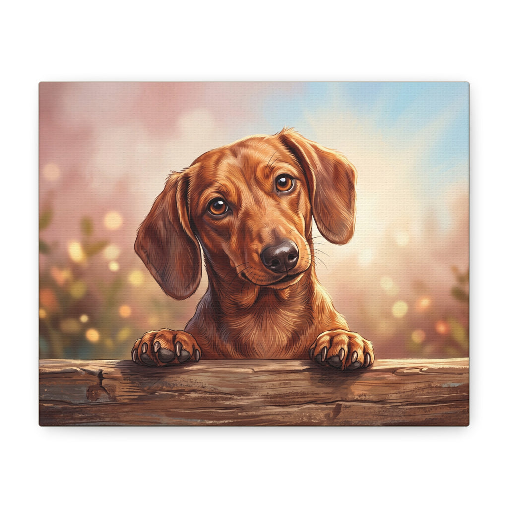 Dachshund Canvas Art – Cute Puppy Portrait Matte Stretched Wall Decor