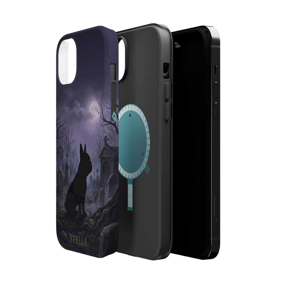 Personalized French Bulldog Moonlit Graveyard Phone Case — Wireless Charging Cover