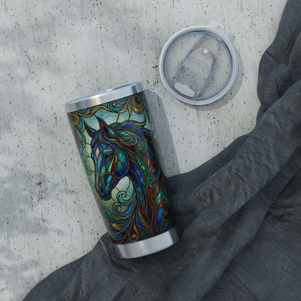 Horse Tumbler | Stained Glass Swirl Art — 20 oz Stainless Travel Mug