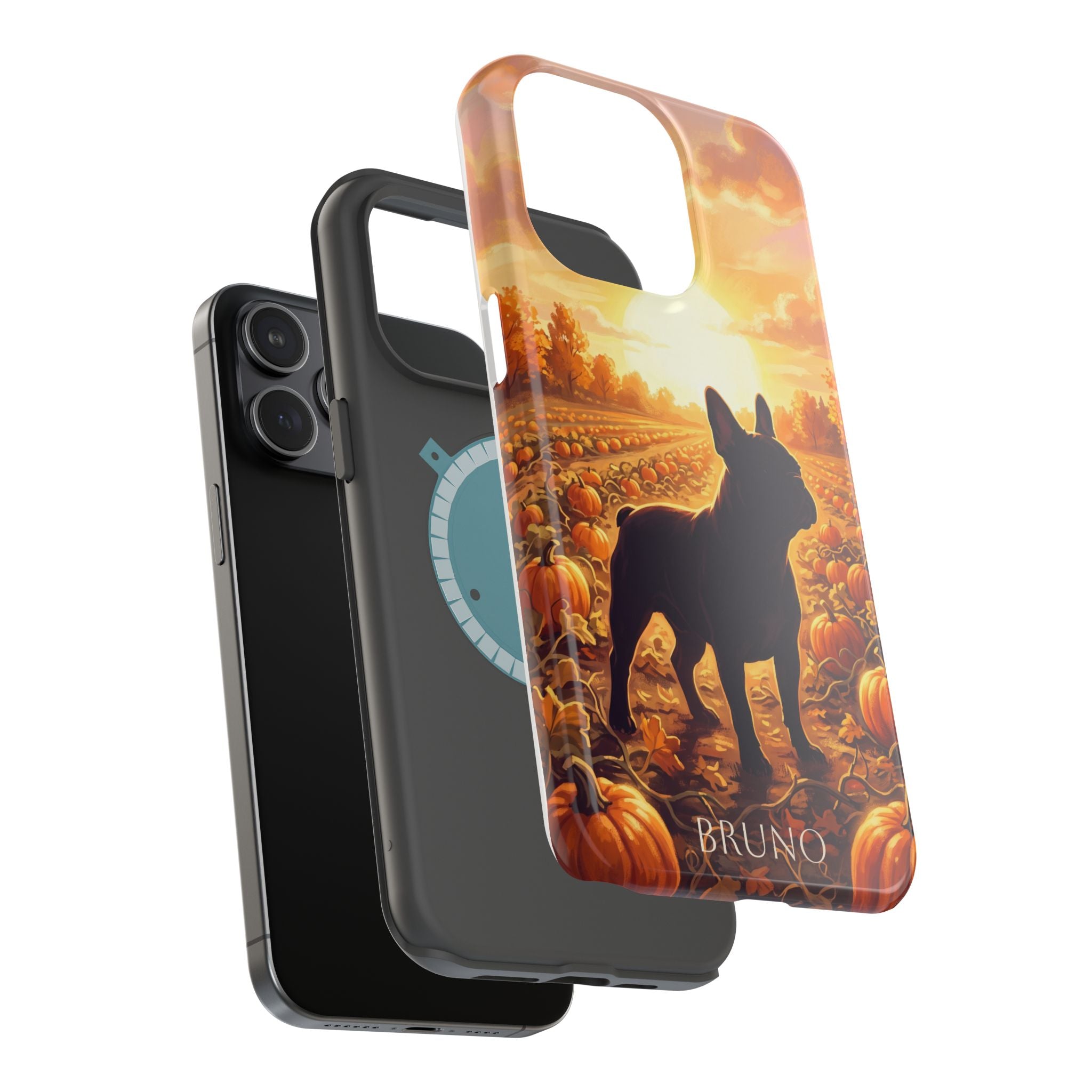 Personalized French Bulldog Pumpkin Patch Phone Case — Wireless Charging Cover