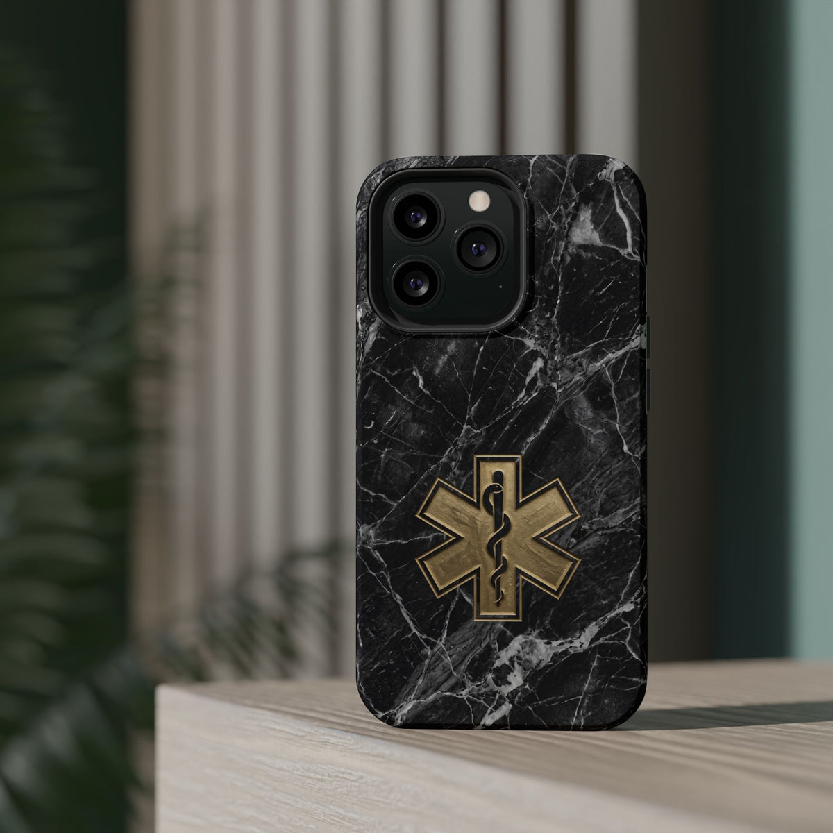 Paramedic/EMT Marble Phone Case — Magnetic Wireless Charging Cover