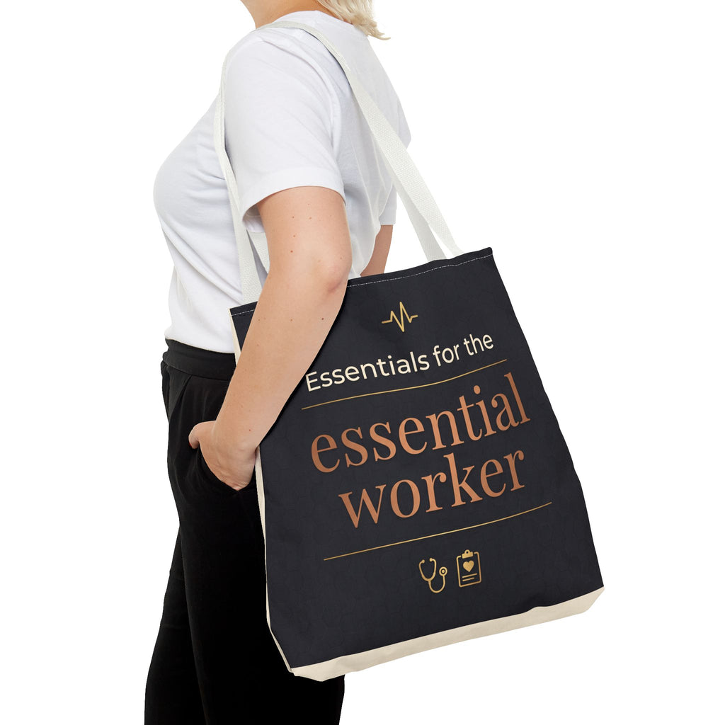 Essentials for the Essential Worker Tote | Healthcare Worker Gift Tote Bag | Nurse Doctor Appreciation Gift | Premium Polyester Carry-All