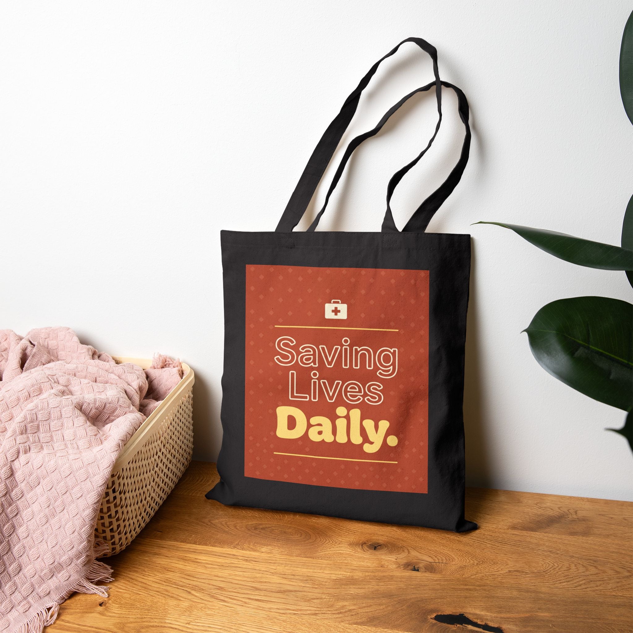 Nurse Tote Bag – Saving lives daily – Cotton Canvas Tote Bag for Nurses