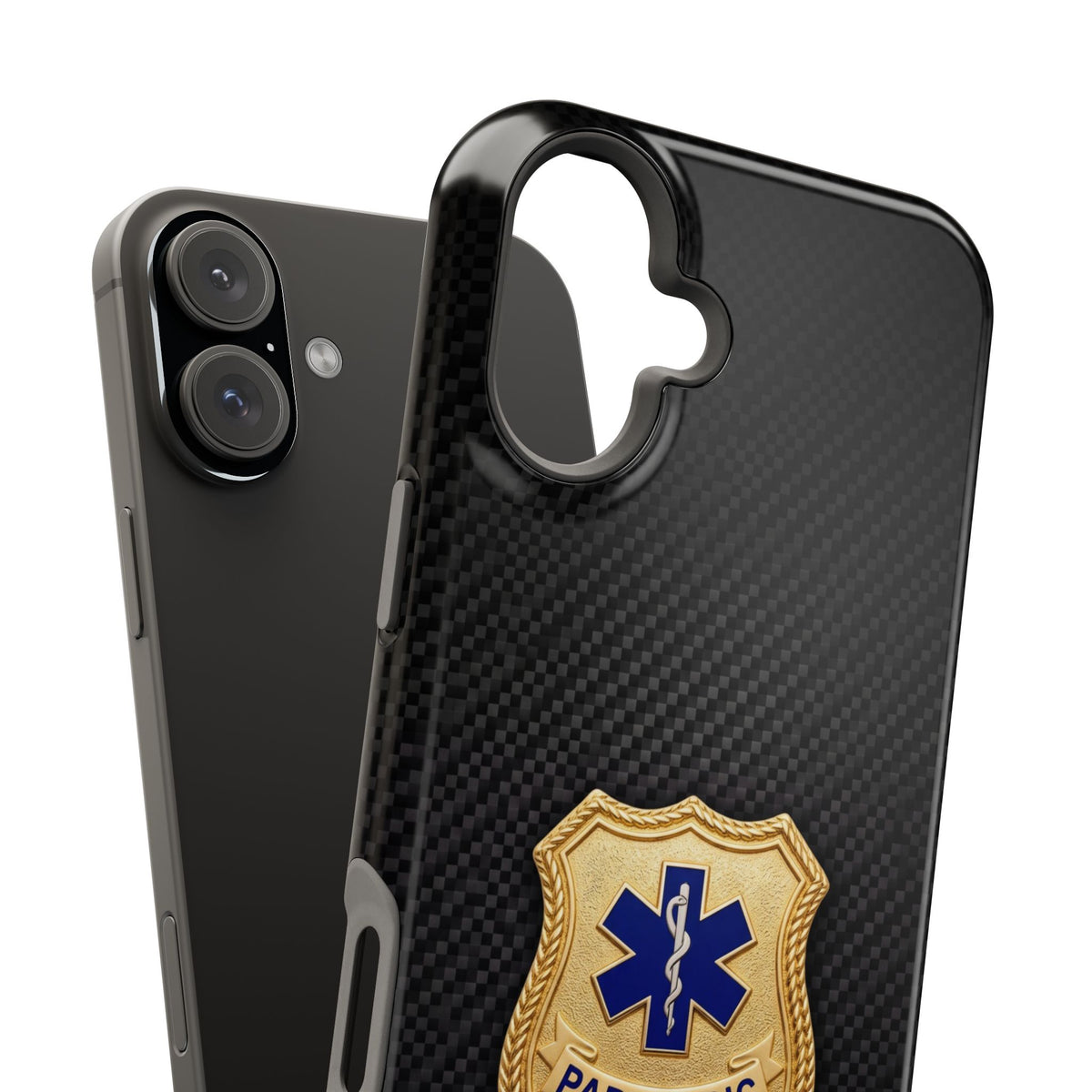 Gold Paramedic Badge Black Phone Case — Magnetic Wireless Charging Cover