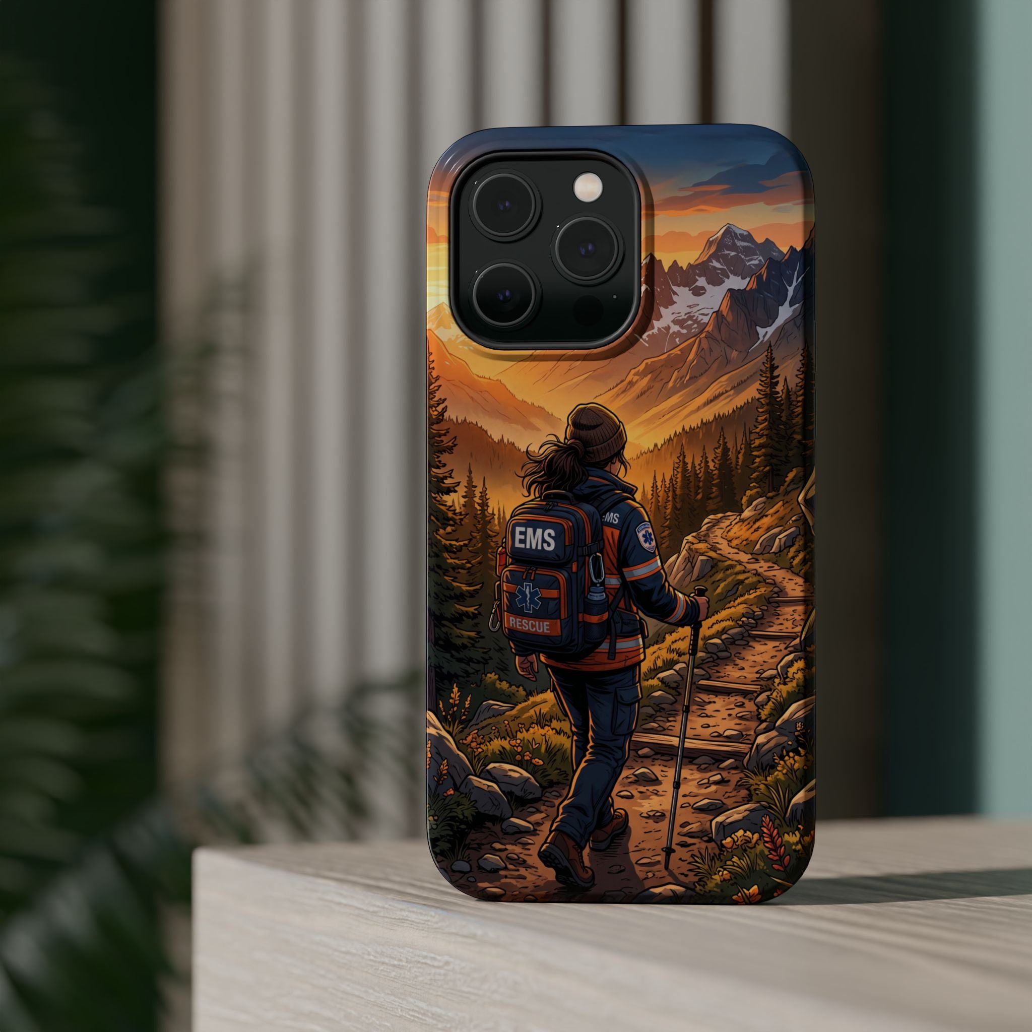Paramedic/EMT Mountain Phone Case — Magnetic Wireless Charging Cover