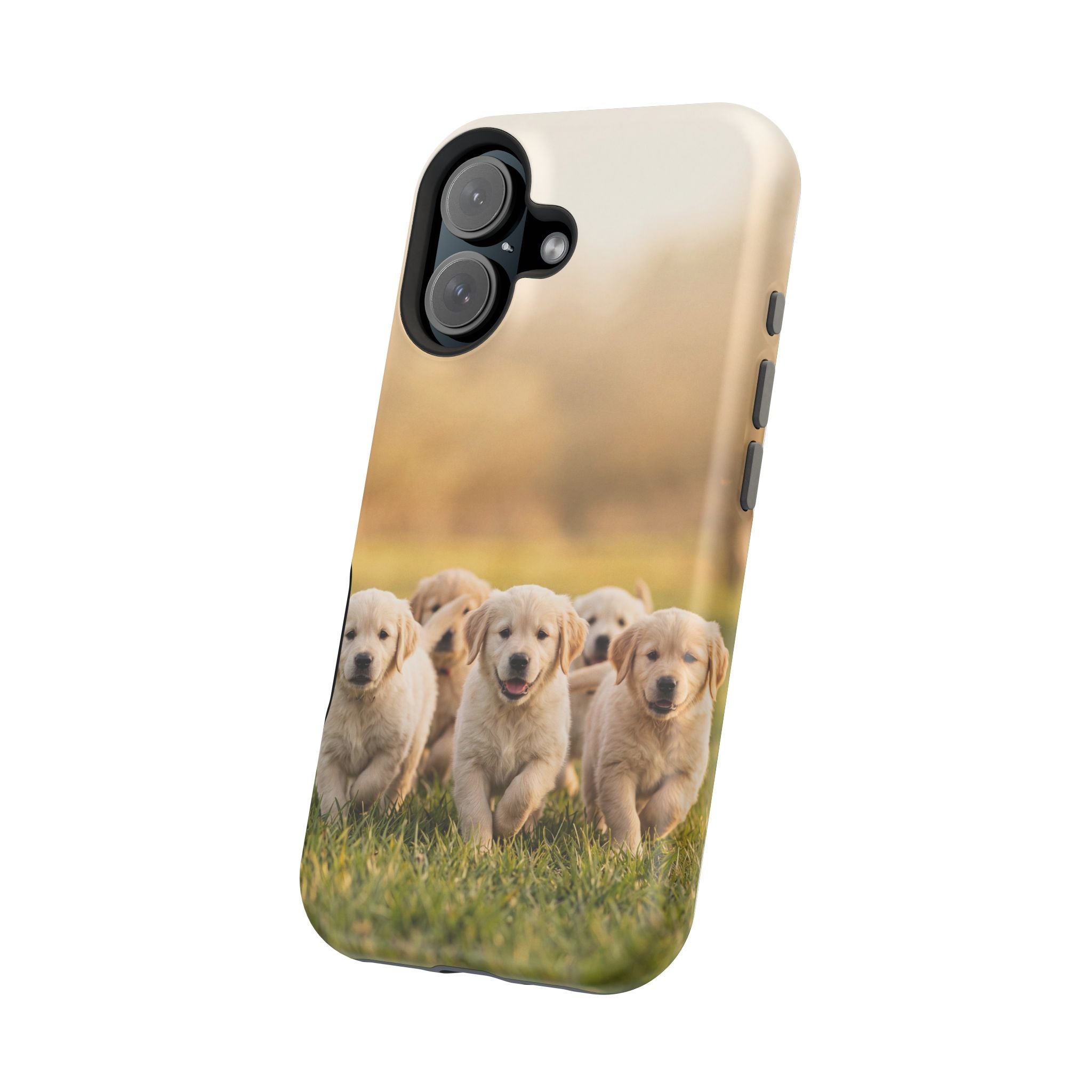 Golden Retriever Puppies Phone Case — Impact-Resistant Wireless Charging Cover