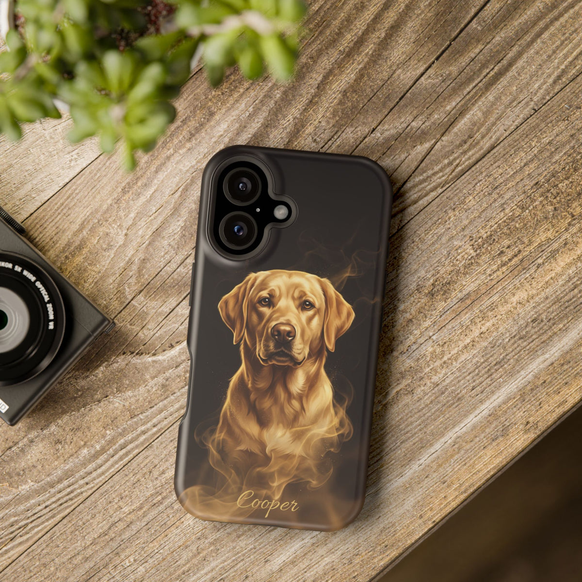 Personalized Gold Smoke Labrador Phone Case — Tough Magnetic Case with Wireless Charging
