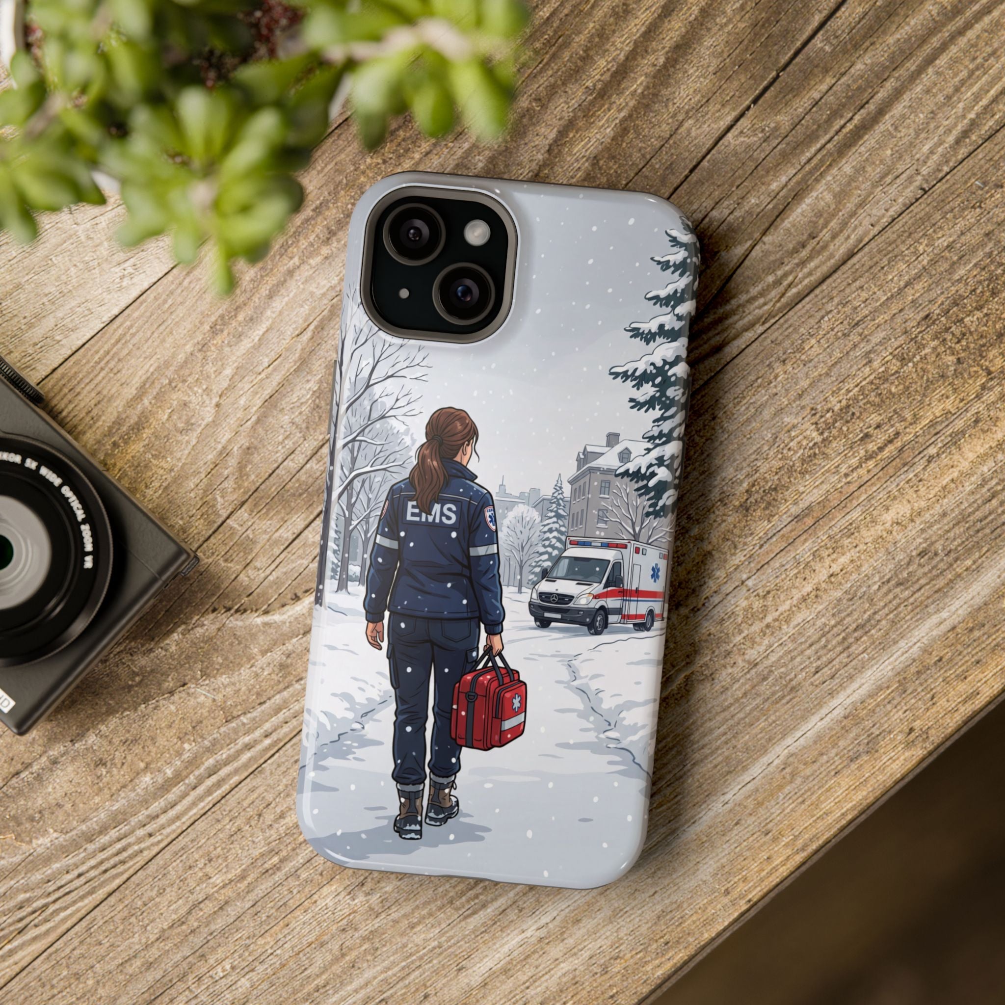 Paramedic/EMT Winter Phone Case — Magnetic Wireless Charging Cover