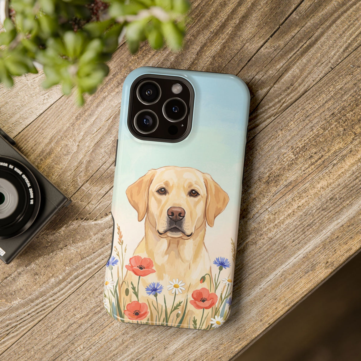 Labrador Wildflower Painting Phone Case — Tough Magnetic Case with Wireless Charging