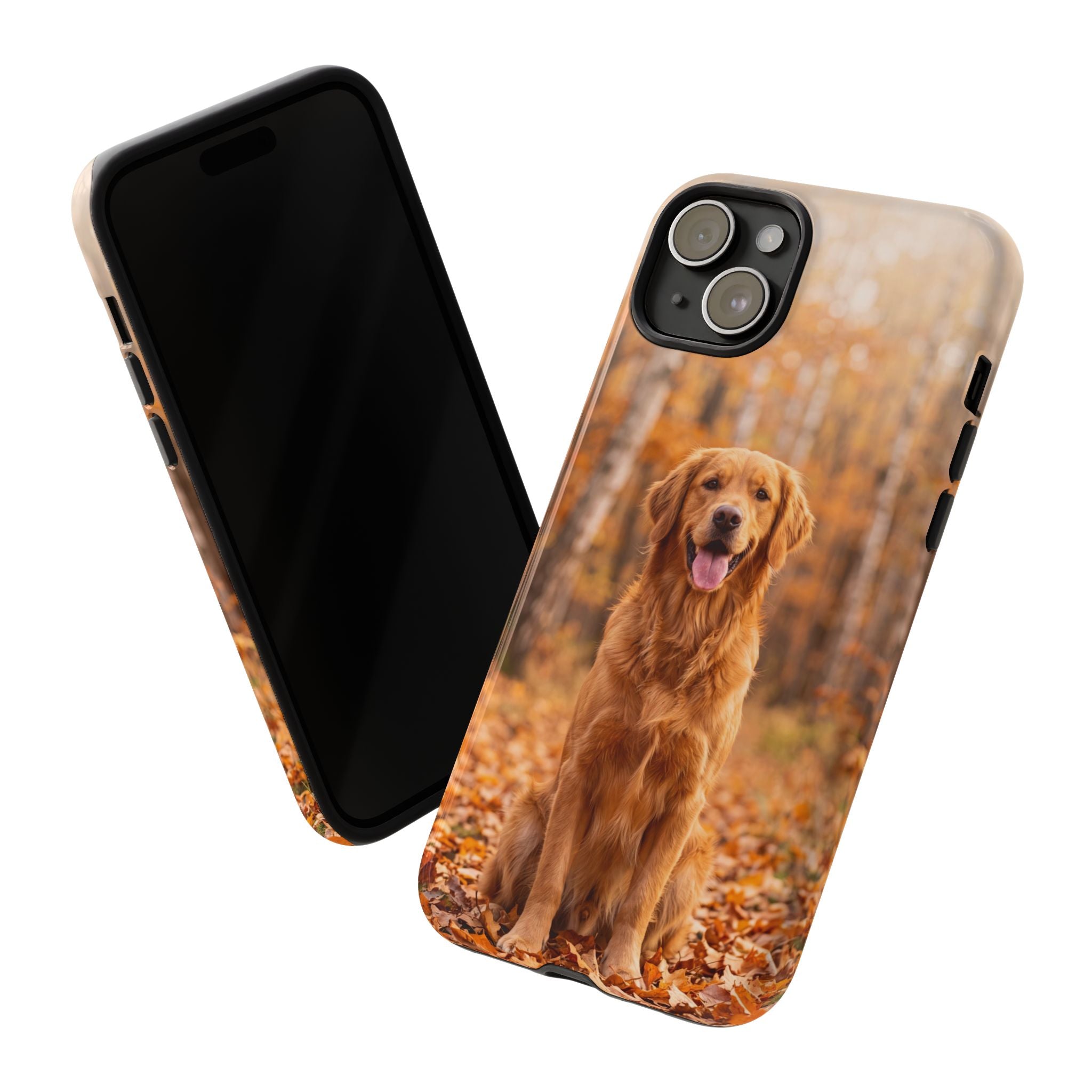 Golden Retriever Autumn Forest Phone Case | Happy Dog in Fall Foliage | Samsung & iPhone