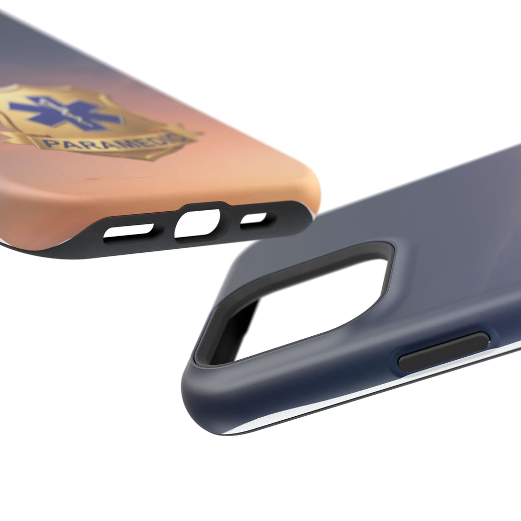 Gold Paramedic Badge Sunset Sky Phone Case — Magnetic Wireless Charging Cover