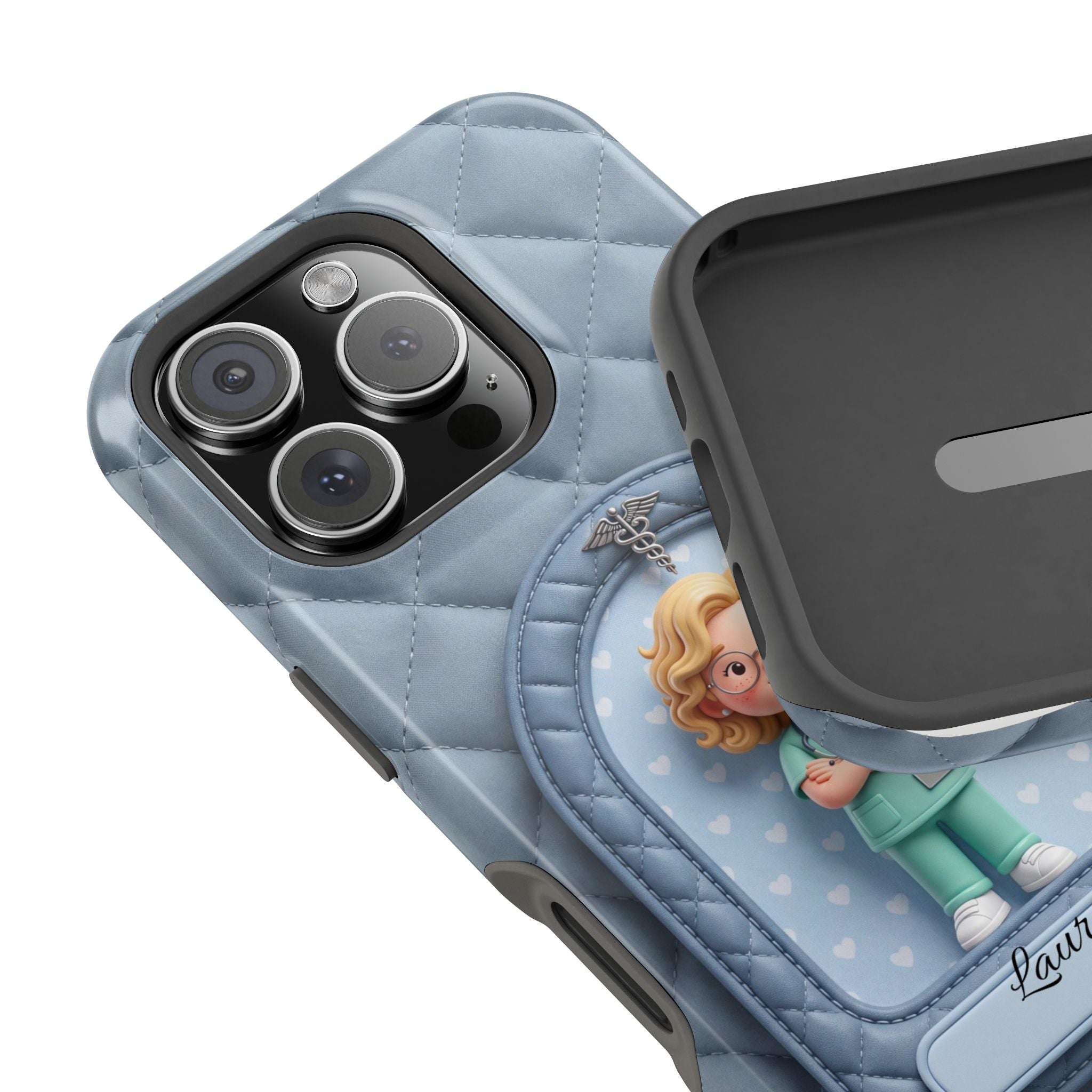 Personalized Quilted Nurse Phone Case — Wireless Charging Cover