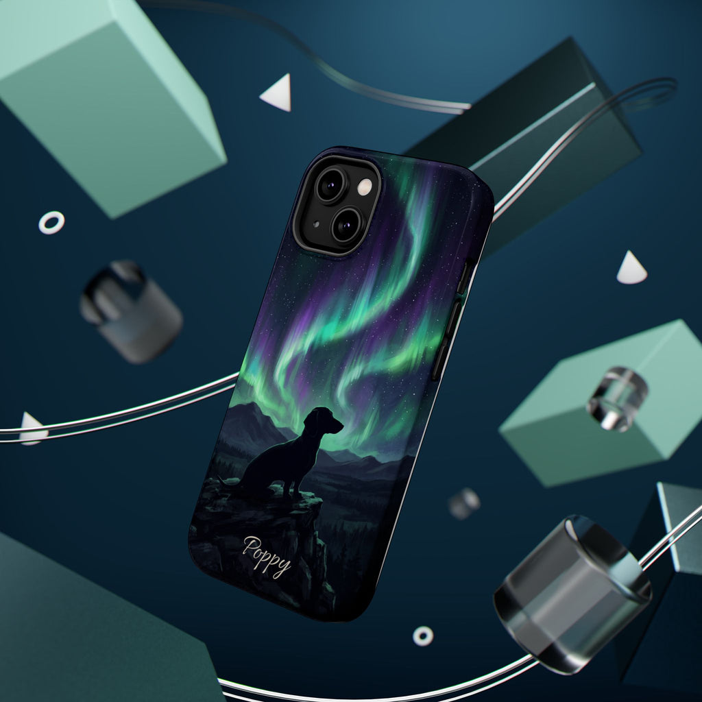 Personalized Dachshund Northern Lights Phone Case — Wireless Charging Cover