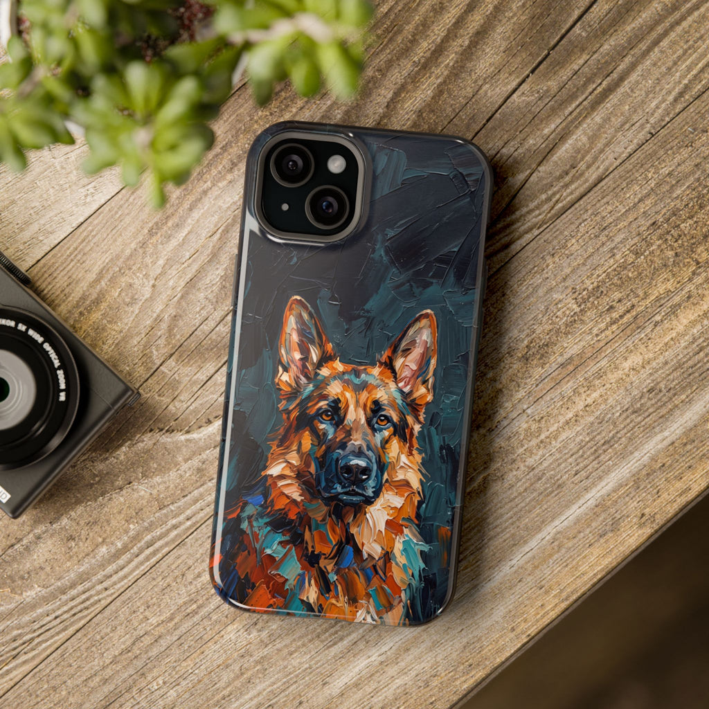 German Shepherd Phone Case | Palette Knife Painting Art — Tough Magnetic Case with Wireless Charging