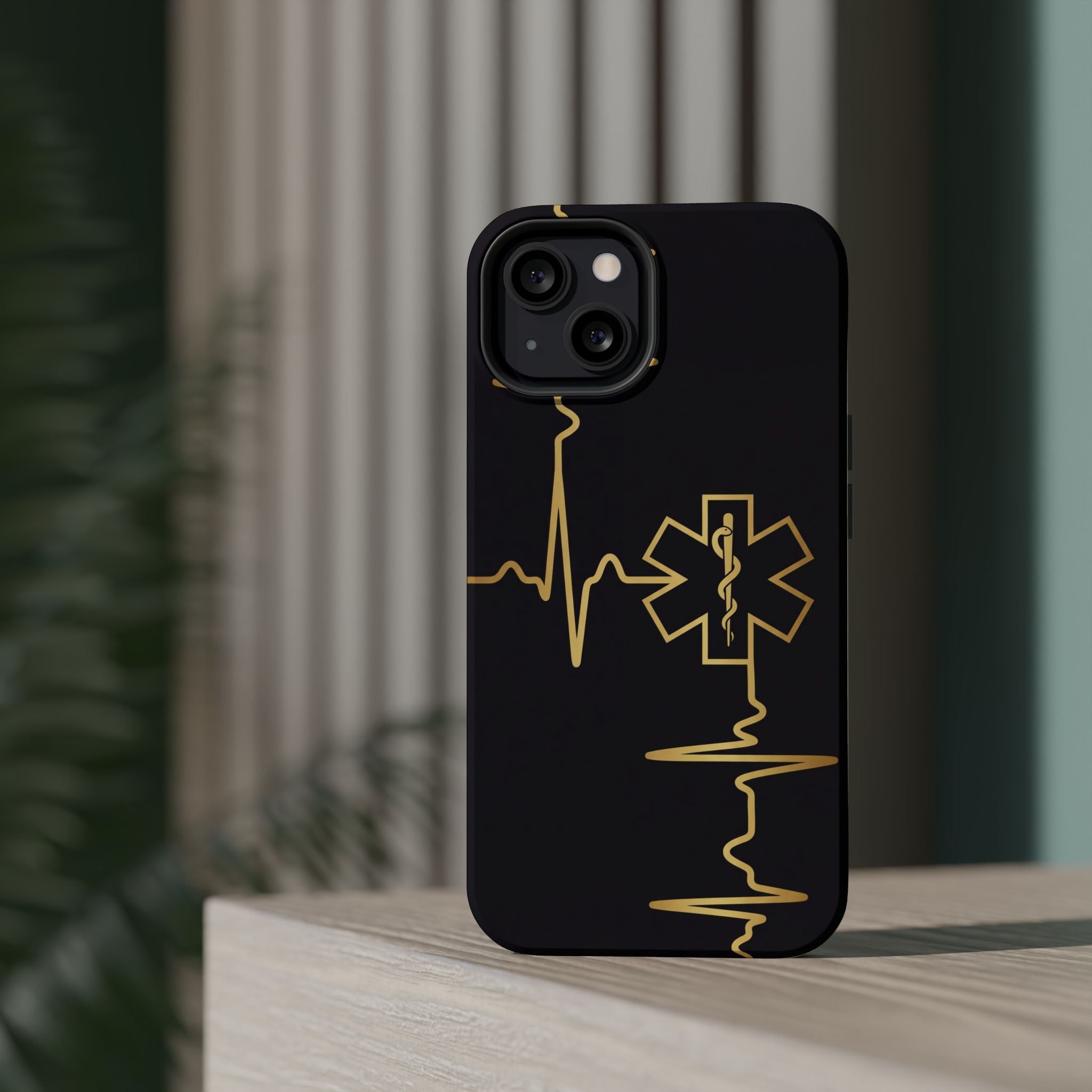 Paramedic/EMT Heartbeat Line Phone Case — Magnetic Wireless Charging Cover