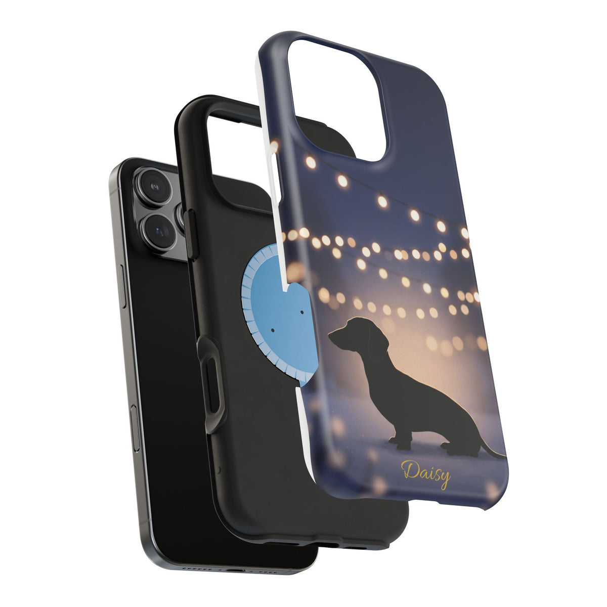 Personalized Dachshund Fairy Lights Phone Case — Wireless Charging Cover