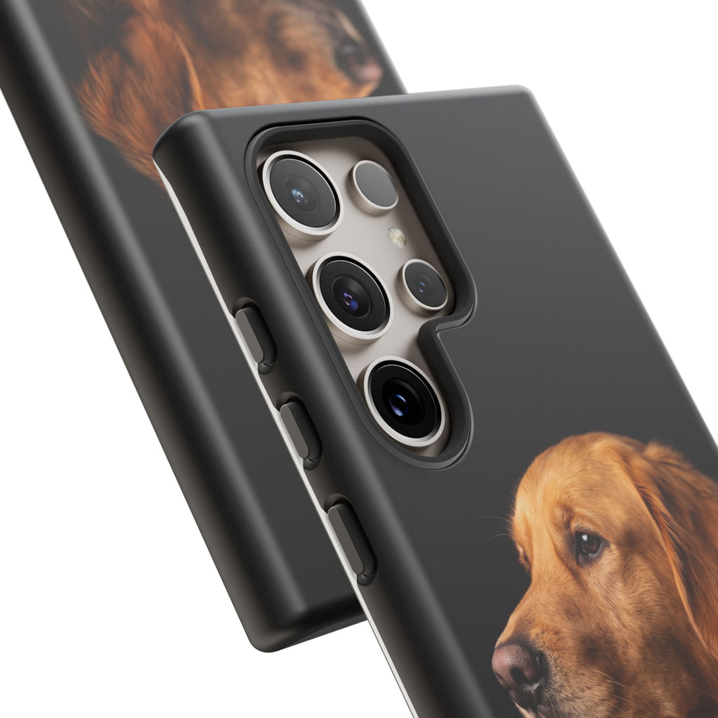 Golden Retriever Portrait Phone Case | Realistic Dog Photo on Black Background | iPhone & Samsung