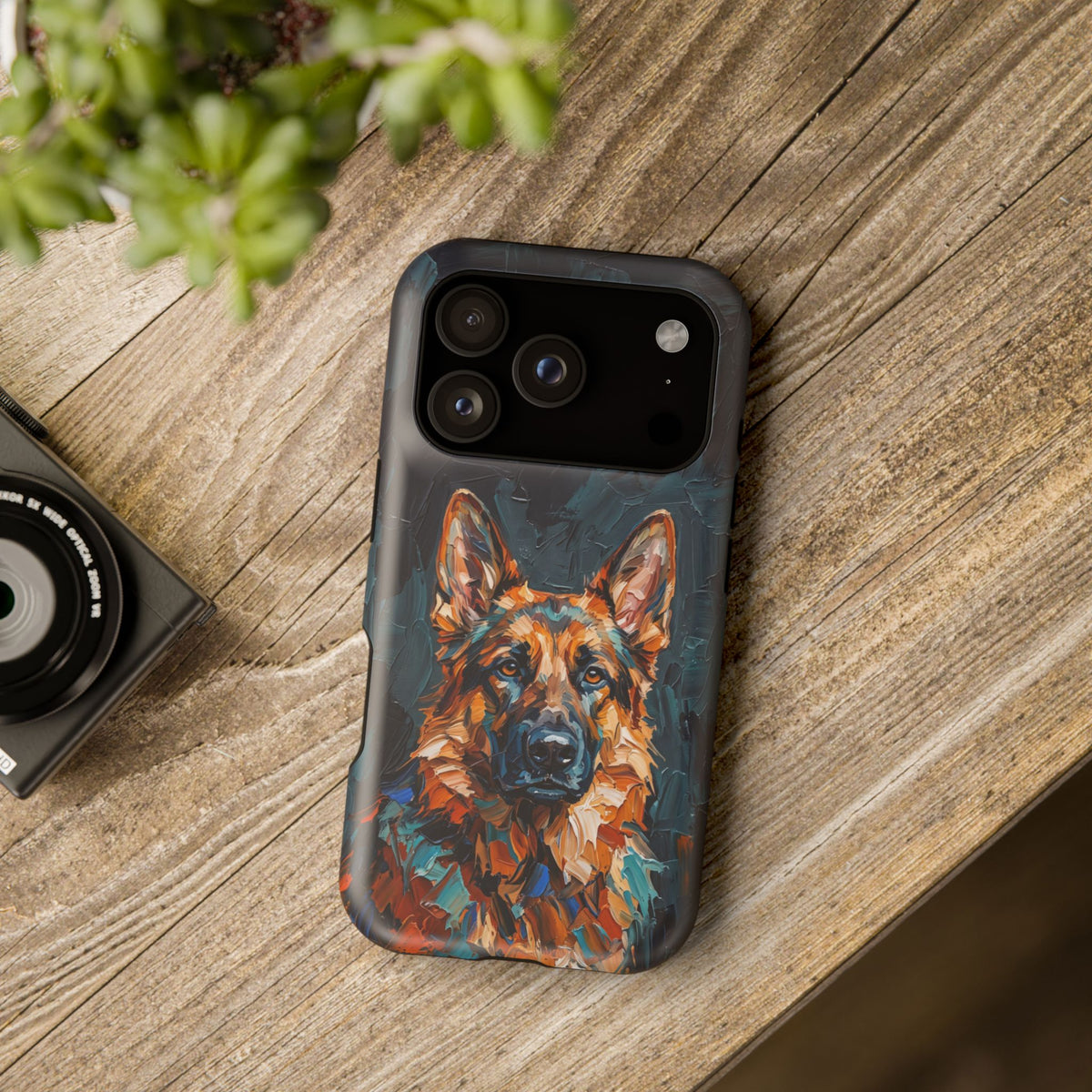 German Shepherd Phone Case | Palette Knife Painting Art — Tough Magnetic Case with Wireless Charging