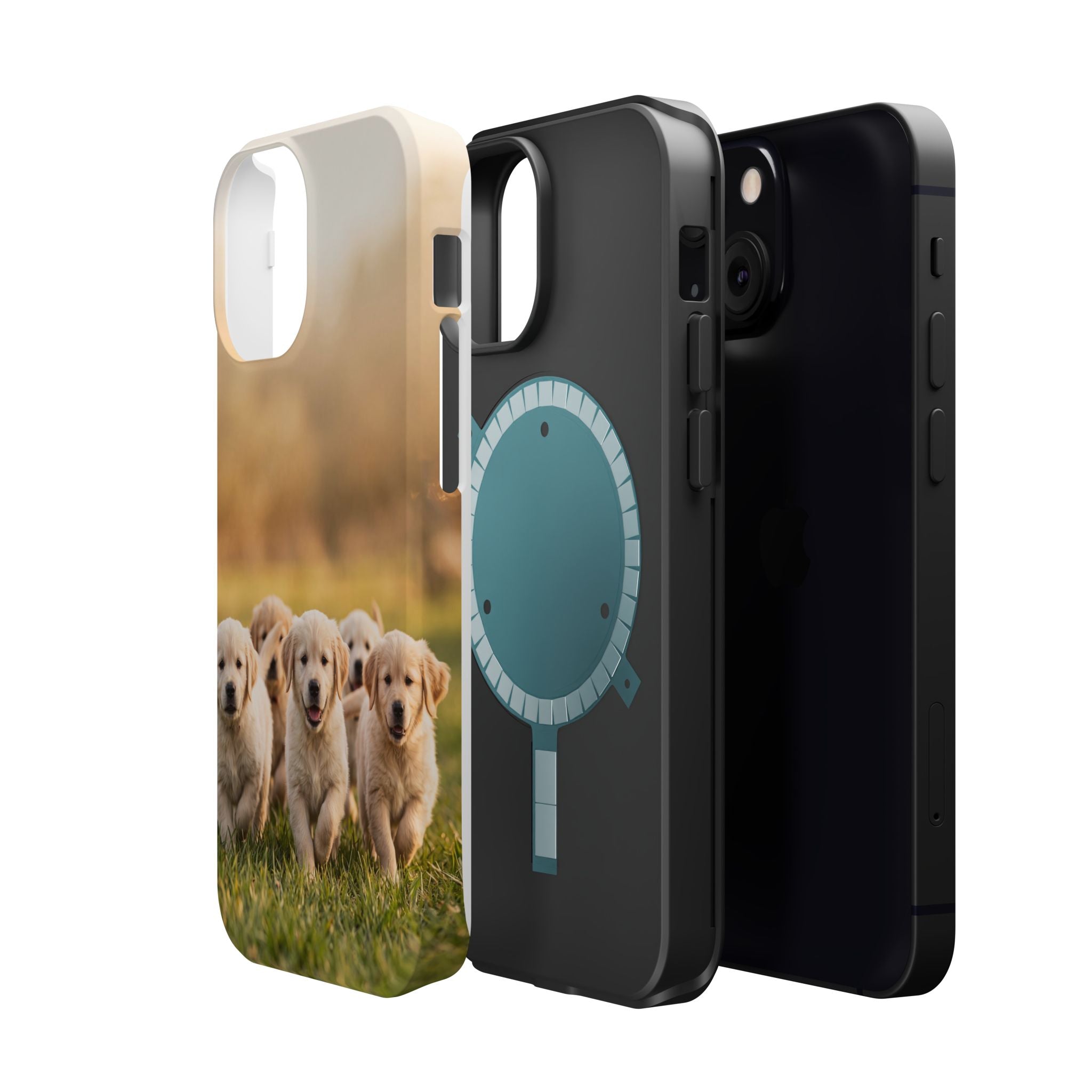 Golden Retriever Puppies Phone Case — Impact-Resistant Wireless Charging Cover