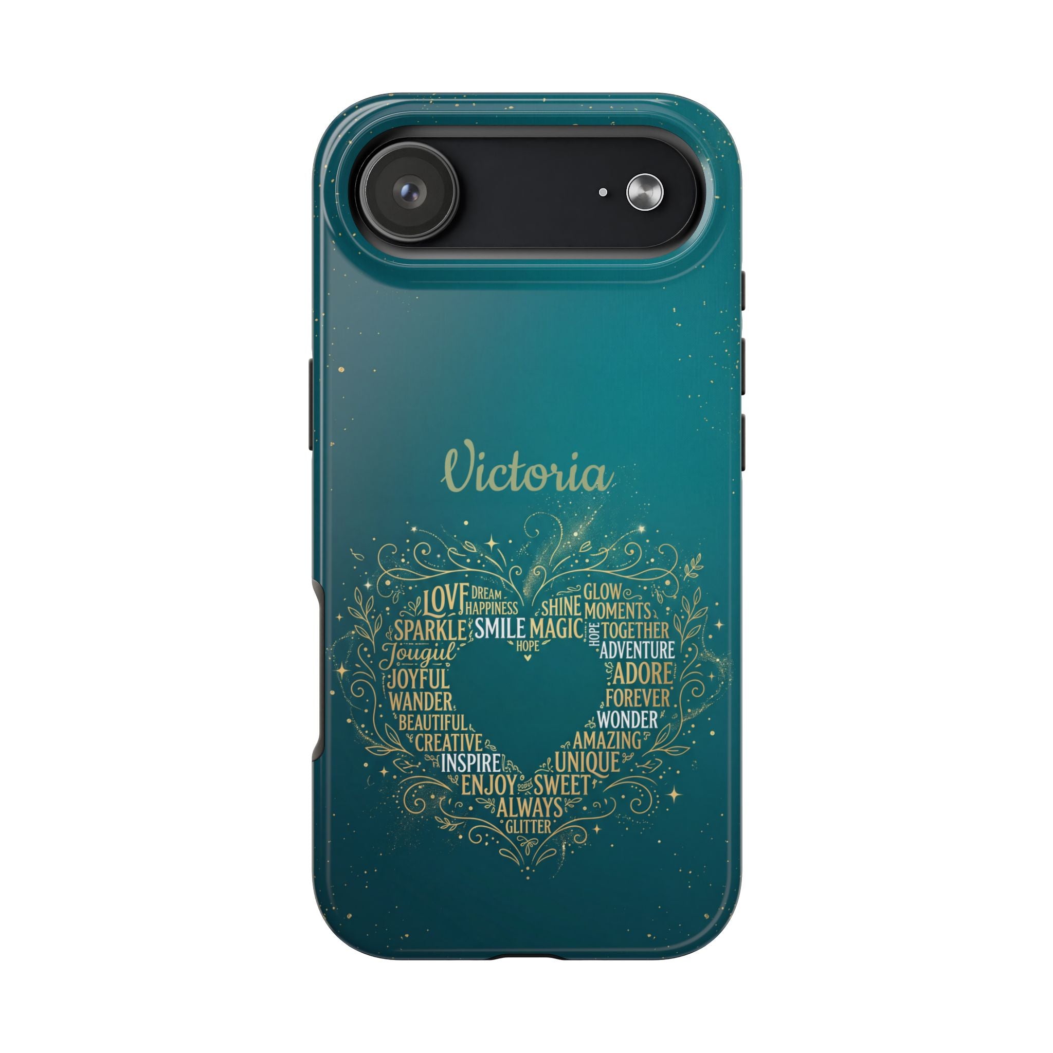 Personalized Teacher Phone Case — Custom Name Heart Word Art Design