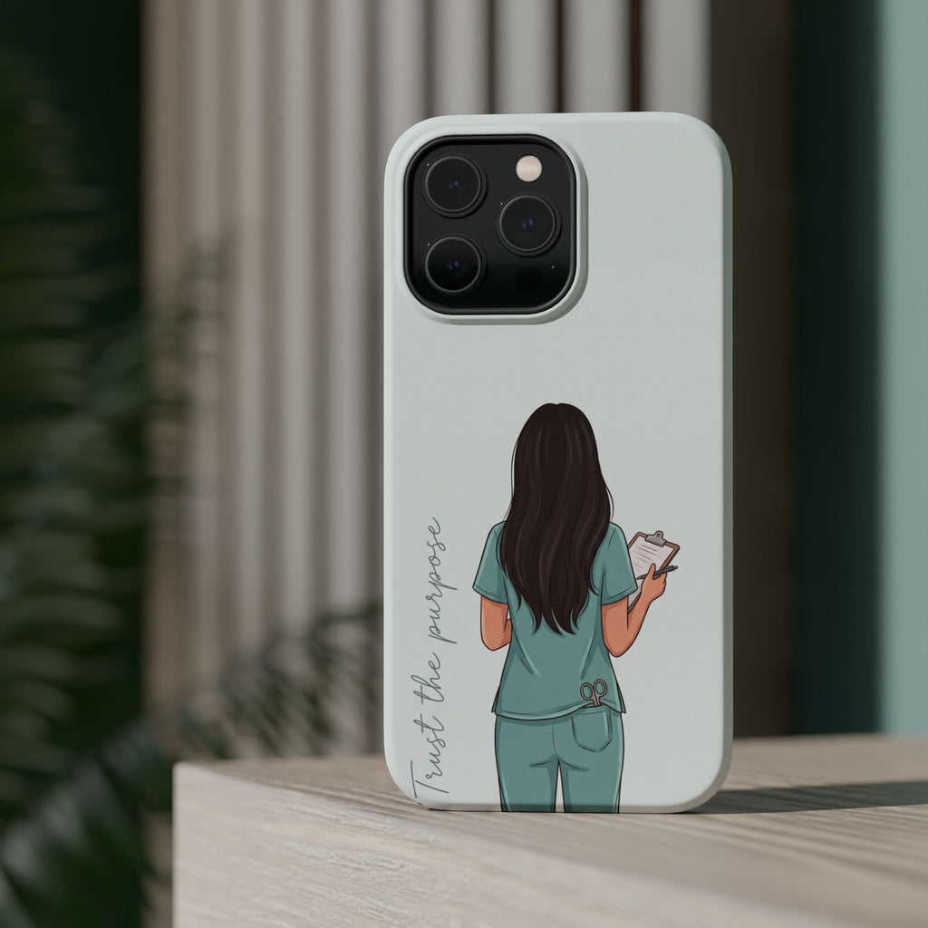 Nurse Illustration Phone Case — Impact-Resistant Wireless Charging Cover