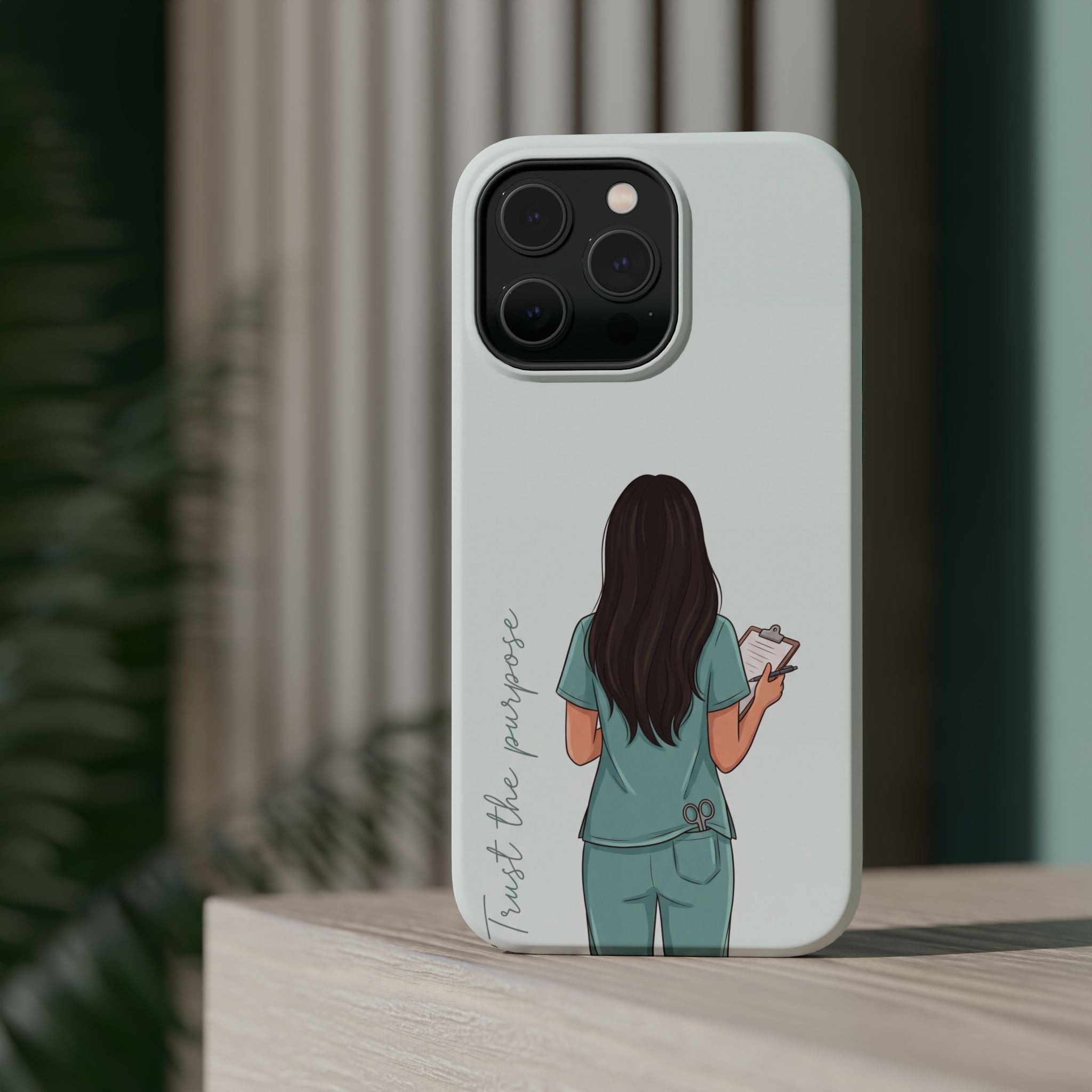 Nurse Illustration Phone Case — Impact-Resistant Wireless Charging Cover