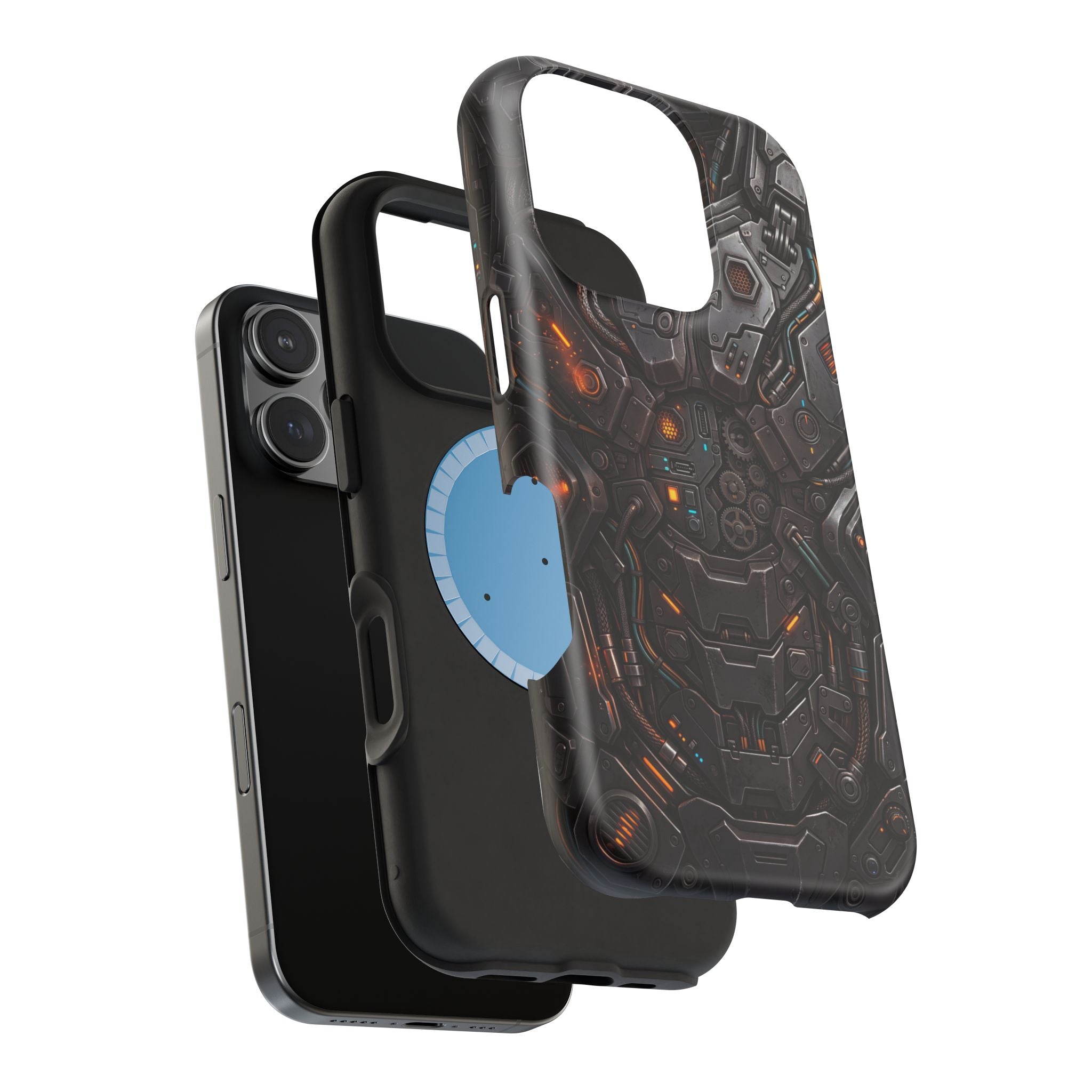 Mech Armor Phone Case — Industrial Circuit Wireless Charging Cover