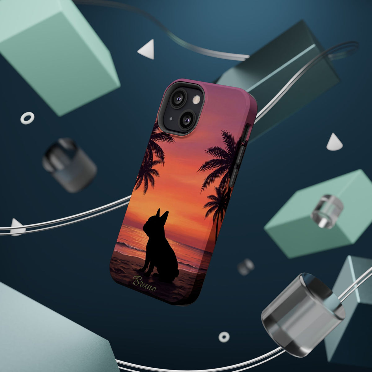 Personalized French Bulldog Tropical Beach Phone Case — Wireless Charging Cover