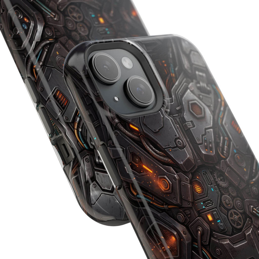 Mech Armor Phone Case — Industrial Circuit Wireless Charging Cover